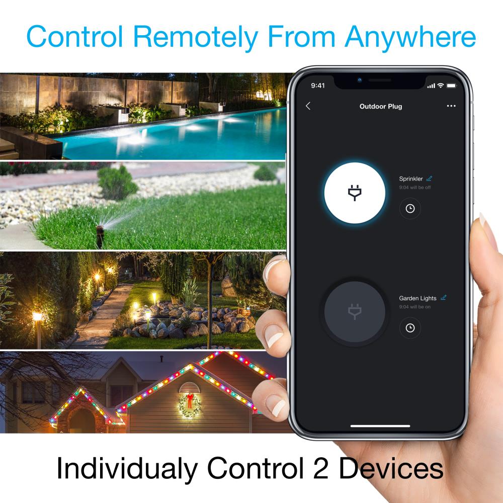 Jonathan Y Outdoor Smart Dual Plug WiFi Remote App Control for Outdoor Lights Holiday Décor