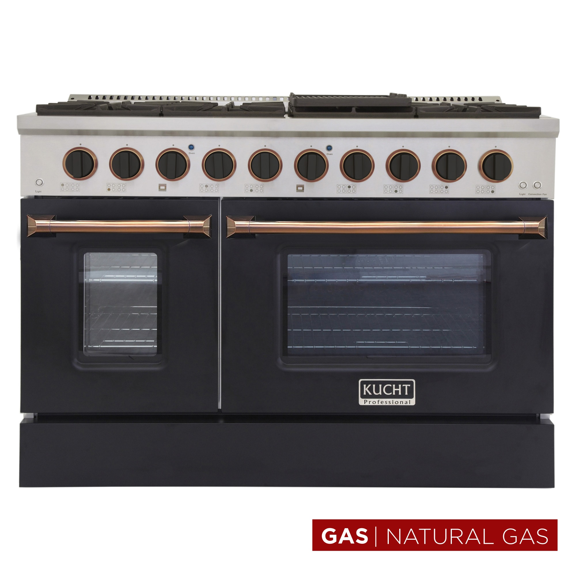 Kucht KNG481-K-GOLD 48-in 8 burners 4.2-cu ft / 2.5-cu ft Convection Oven Freestanding Double Oven Gas Range ( Black Gold )