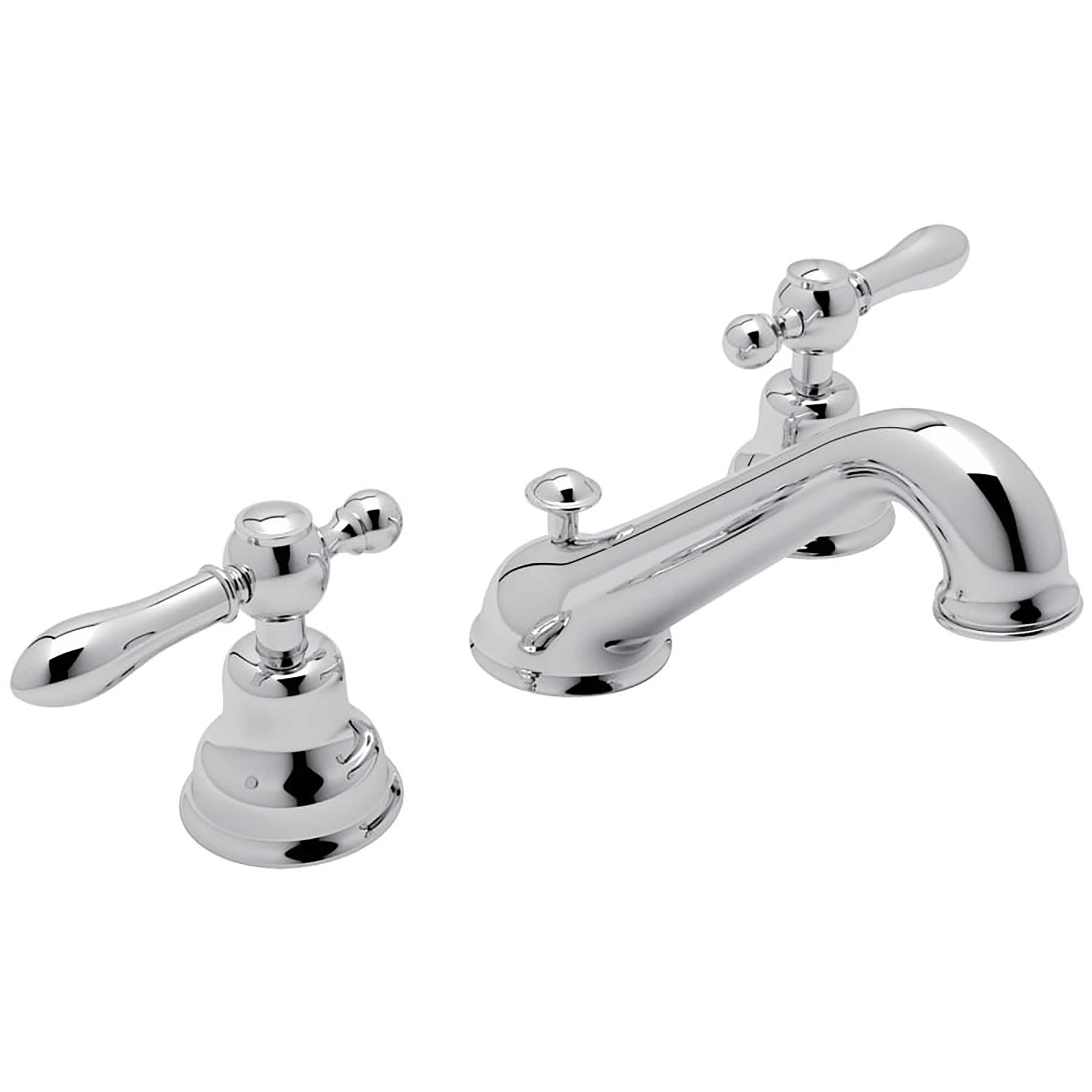 Rohl AC102LM-APC-2 Polished Chrome Widespread 2-handle Low-arc Residential Handle Bathroom Sink Faucet with Drain