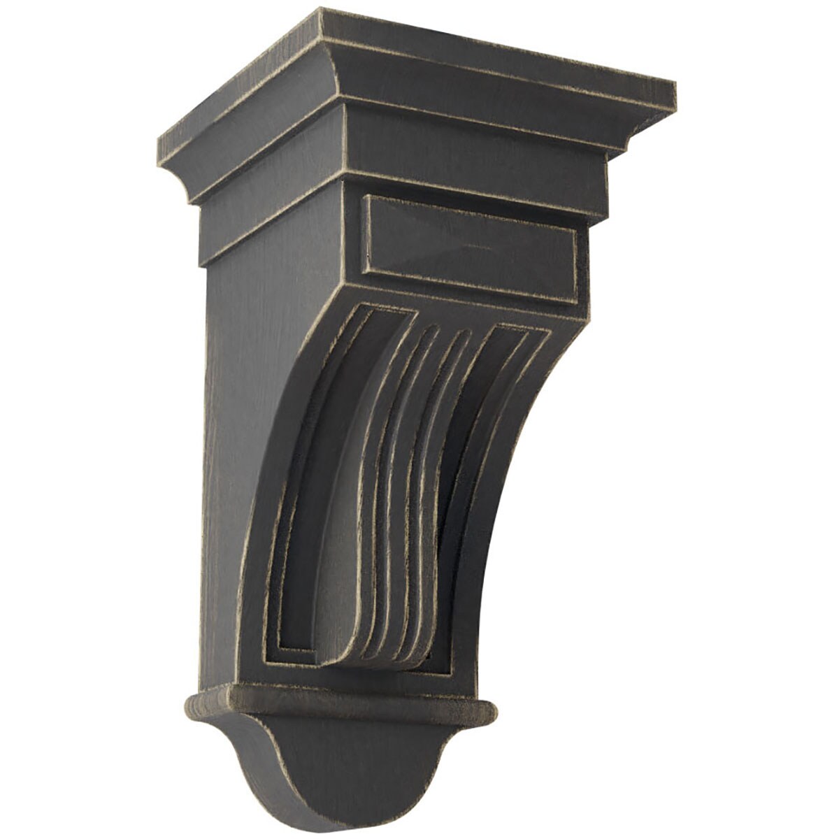 Ekena Millwork CORWD06X06X12RABL 6.5-in x 6.5-in x 12-in Vintage Decor Finished Rubberwood Black Wood Paintable/Stainable Corbel