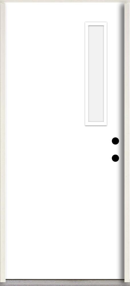 RELIABILT LO1062277 Spotlights 32-in x 80-in x 4-5/8-in Fiberglass 1/4 lite Left-hand inswing Primed Unfinished Prehung Front Door Insulating core