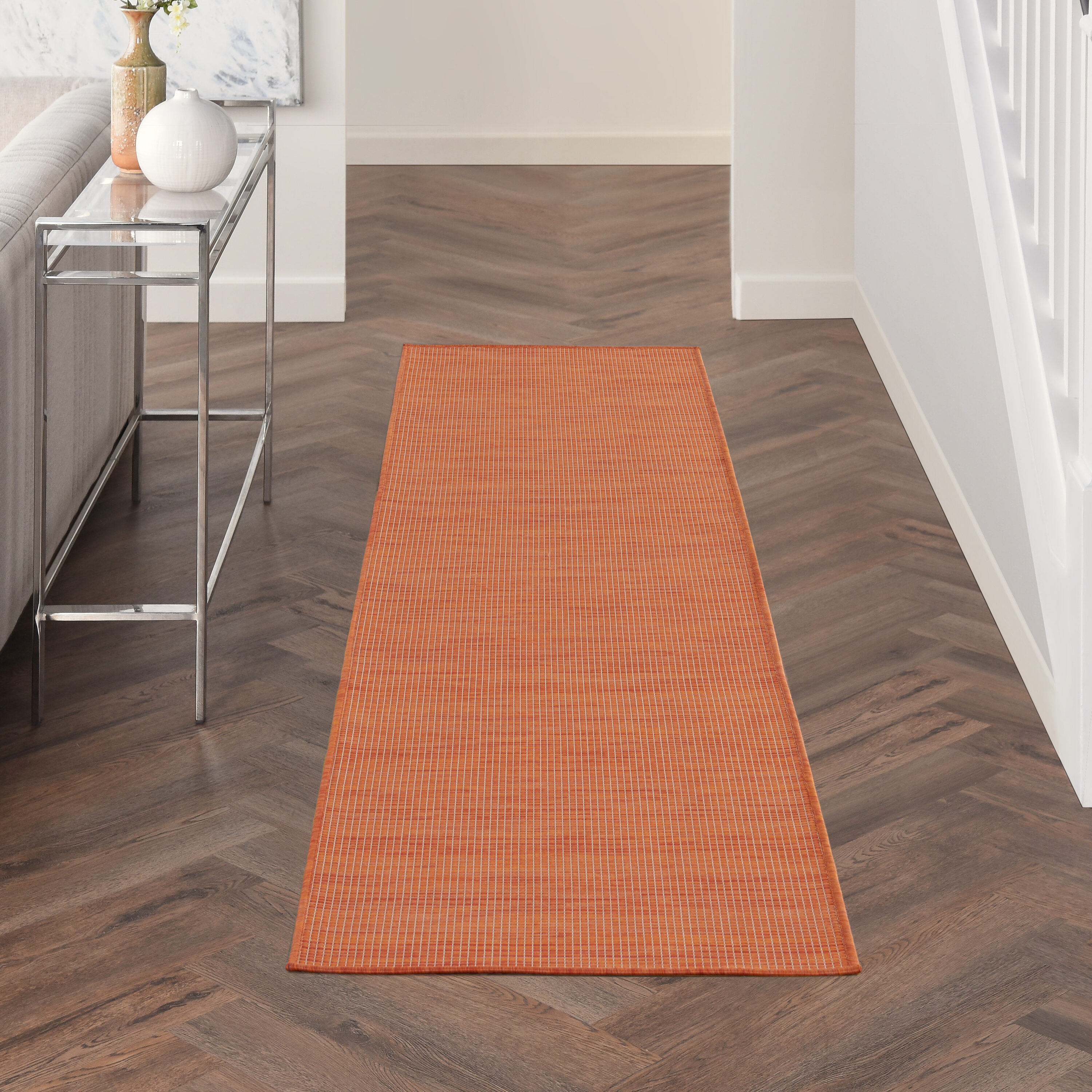 Nourison 99446791849 Positano 2 x 8 (ft) Loomed Polypropylene Terracotta Rectangular Indoor/Outdoor Runner rug