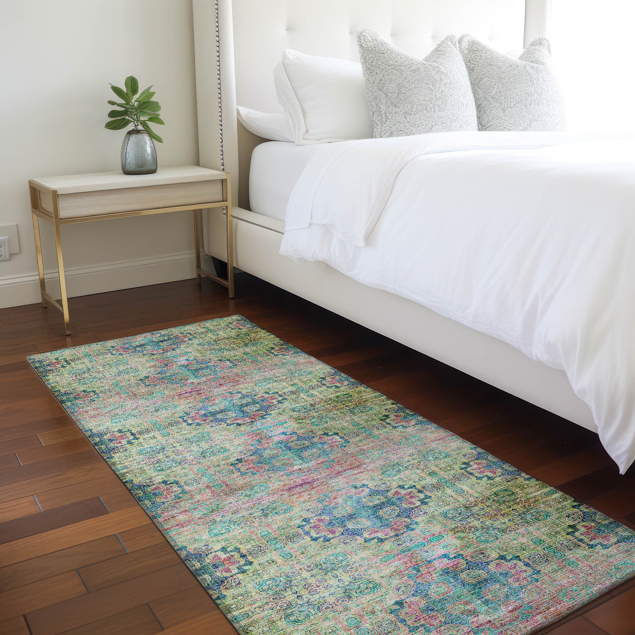 Addison Rugs ACN557GE2X8 Chantille ACN557GE 2 x 7 (ft) Polyester Green Rectangular Indoor/Outdoor Floral/Botanical Machine washable Area rug