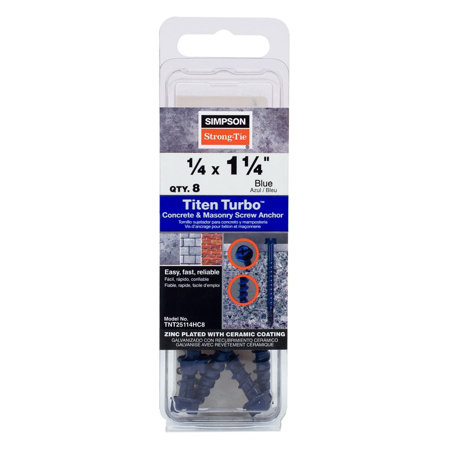Simpson Strong-Tie TNT25114HC8 1/4-in x 1-1/4-in Concrete Anchors 8 -Pack
