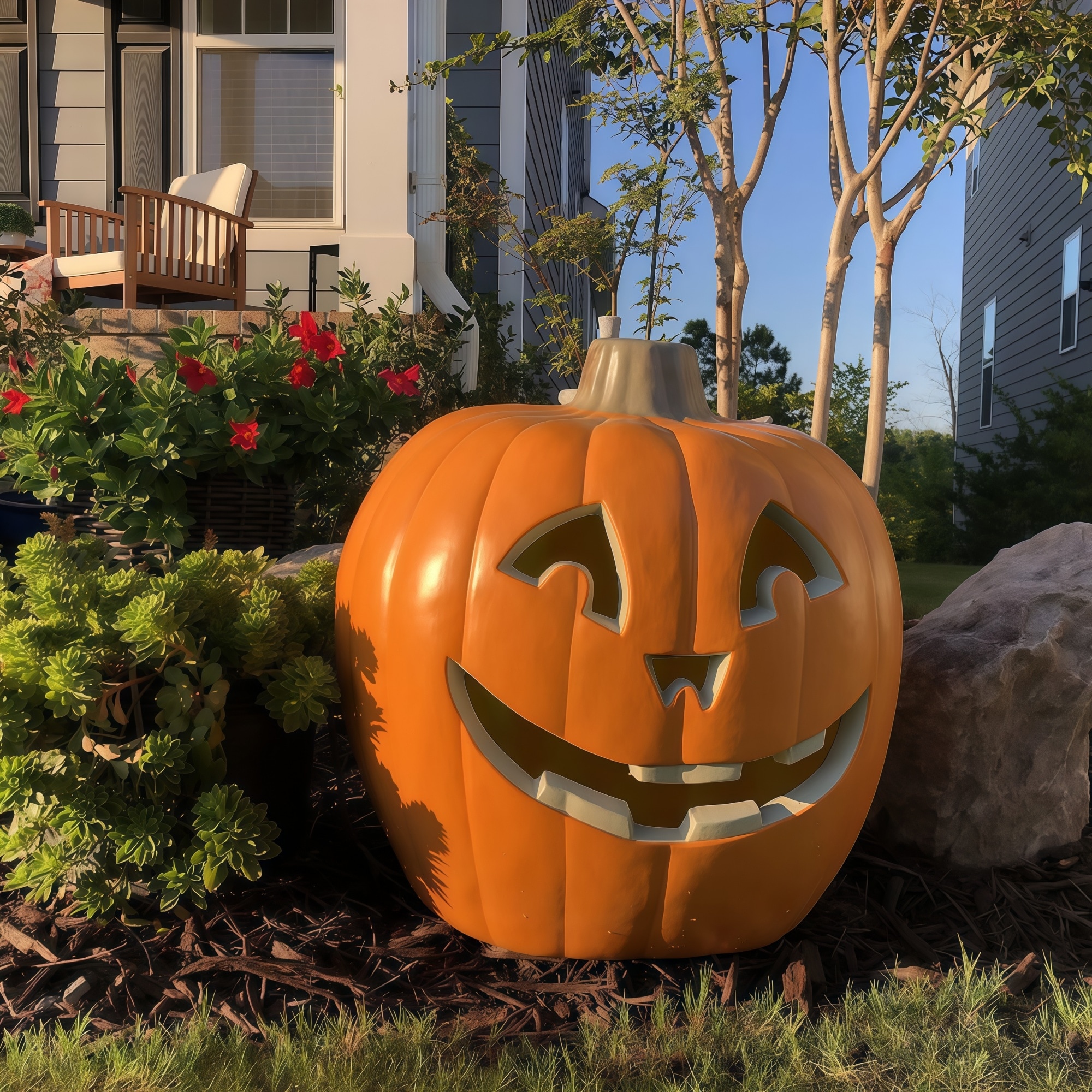 Numhew 20-in Smile Plastic Lighted Halloween Pumpkin Lantern