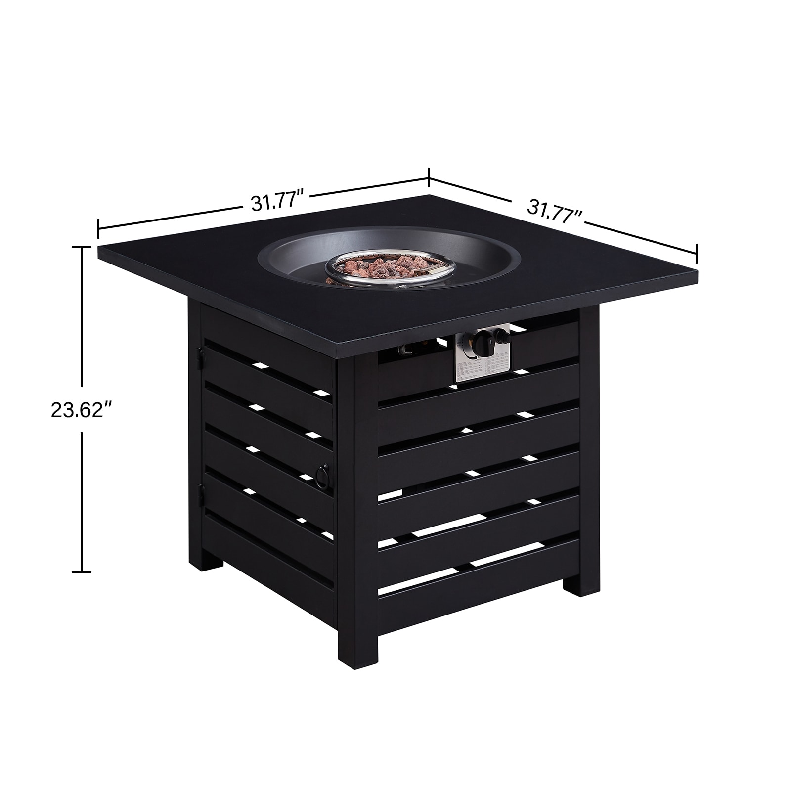 Maocao Hoom 31.77-in W Black Portable Steel Square Tabletop Propane Gas 