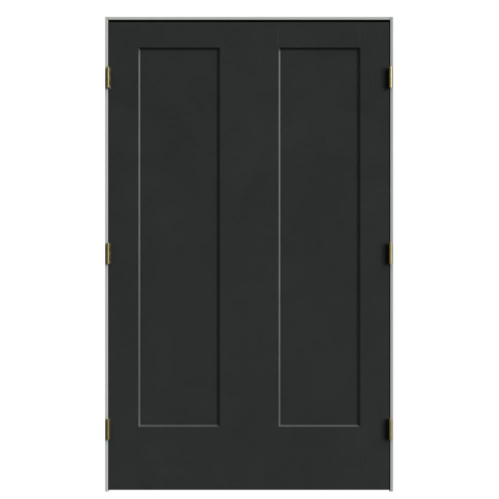 Masonite 641966 48-in x 80-in Midnight Black Solid core 1-panel Bi-parting Smooth Prefinished Molded composite Flat Jamb Double Prehung Interior Door