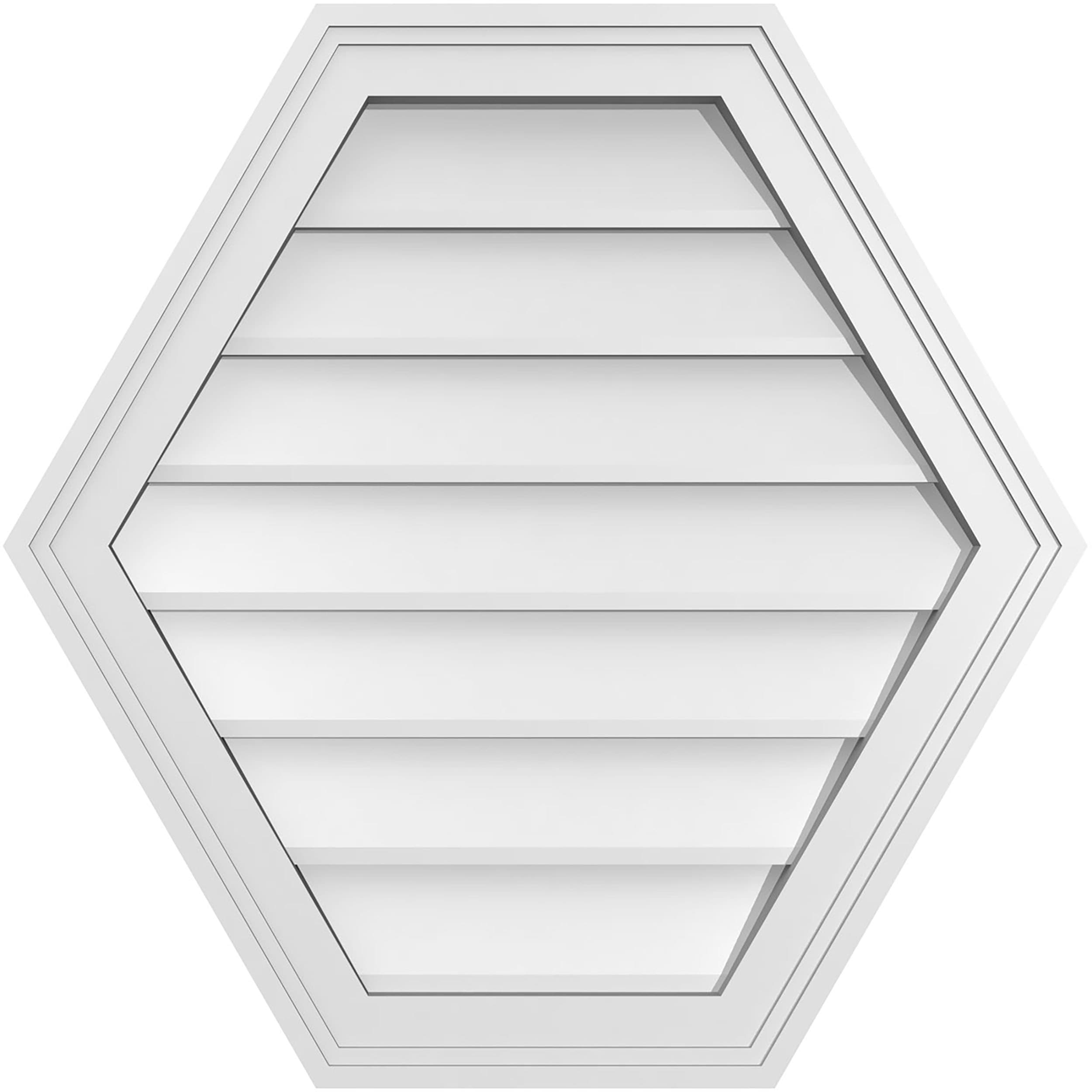Ekena Millwork GVPHP24X2402SN 24-Inches x 24-Inches Off-white Peaked PVC Gable Louver Vent