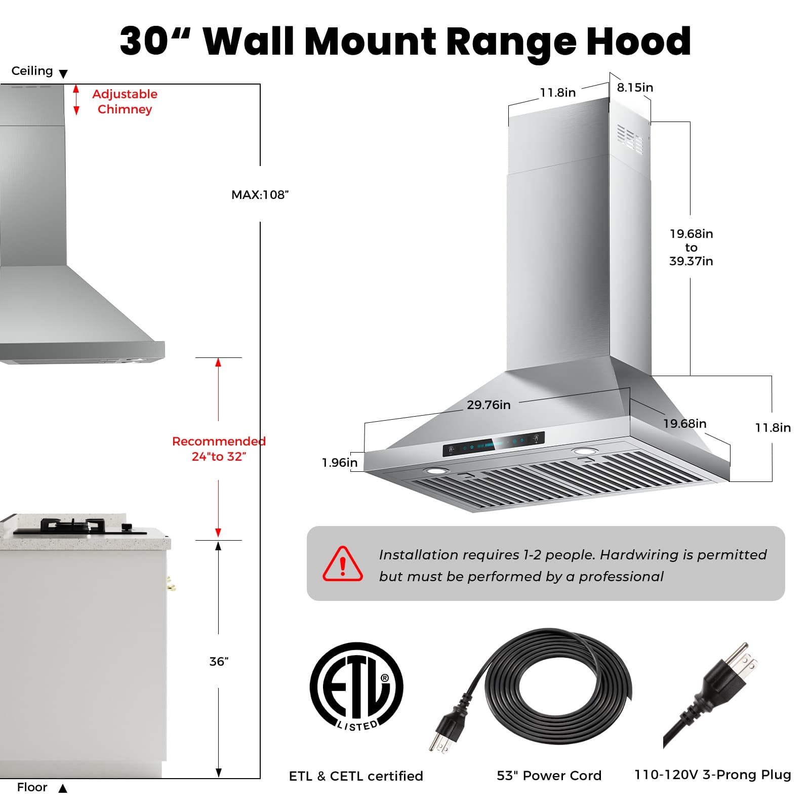 DIVAN DLP02-30-GC Wall-Mounted-Range-Hoods - View #4
