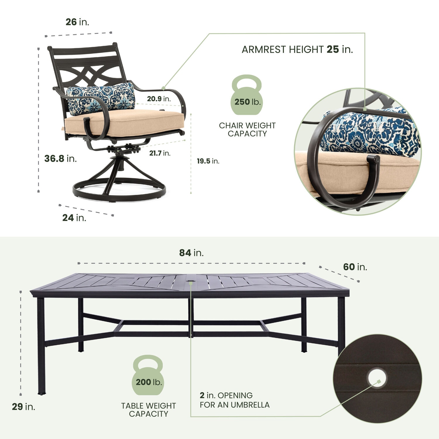 Hanover MCLRDN11PCSW10-TAN Patio-Dining-Sets - View #3