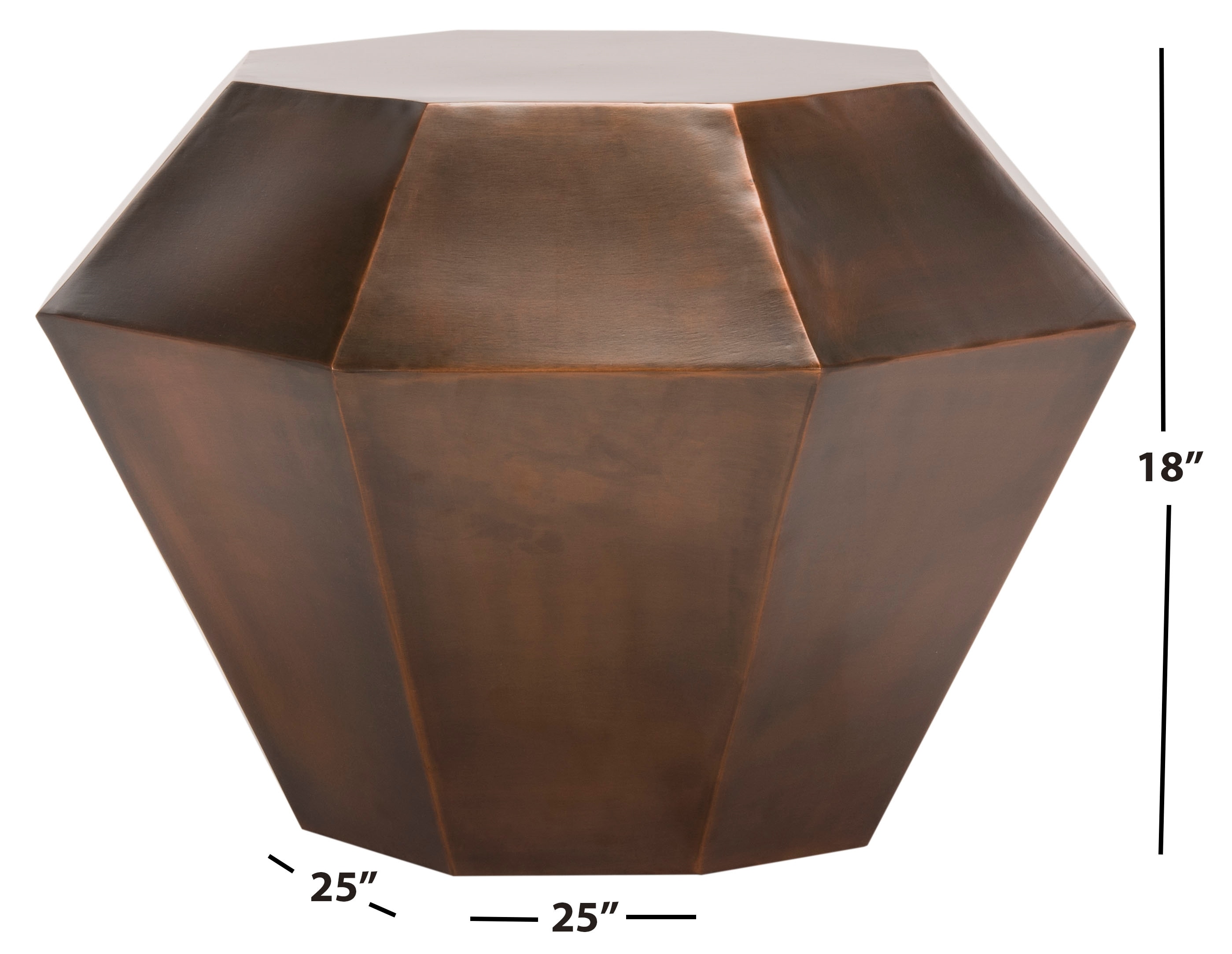 Safavieh FOX3219A Grace 25.0-in W x 18.0-in H Antique Copper Metal Octagon Glam End Table