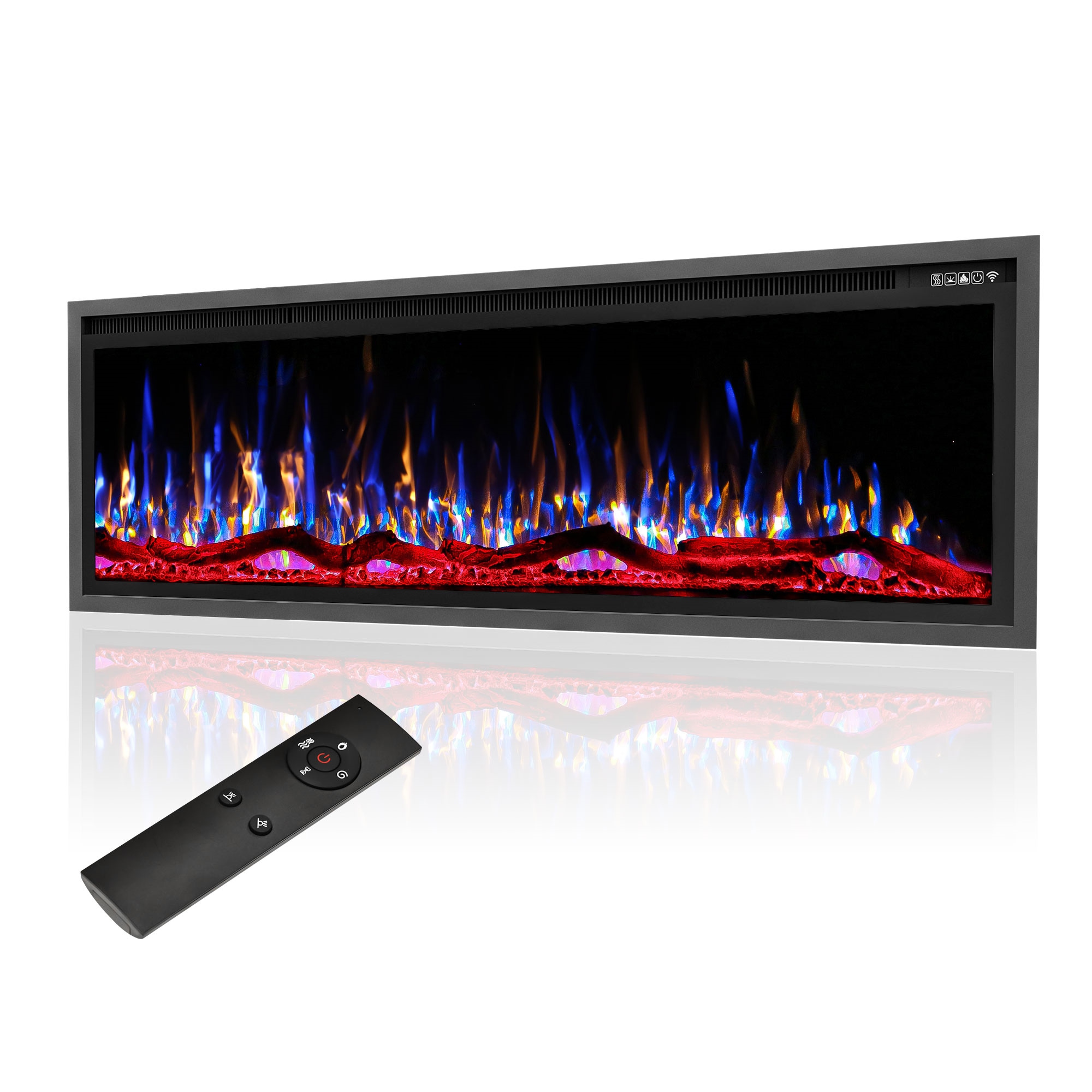 EdenDirect 60-in W x 19.3-in H Black Electric Fireplace Insert