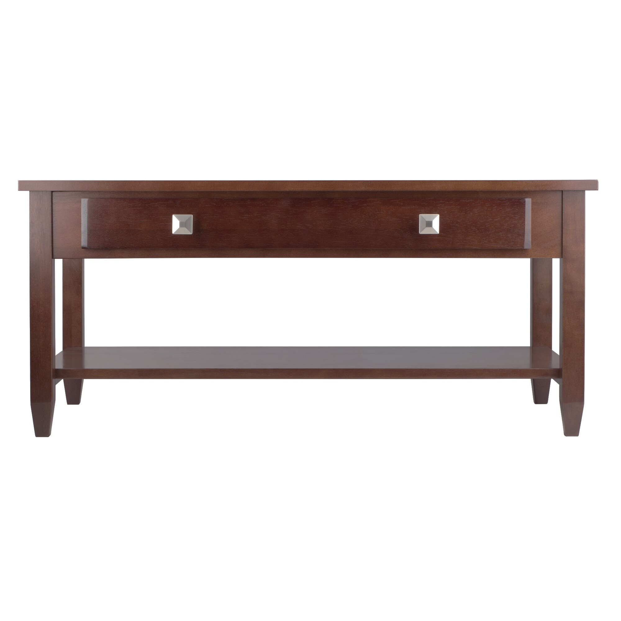 Walnut Rectangular Coffee Table with Drawer and Shelf