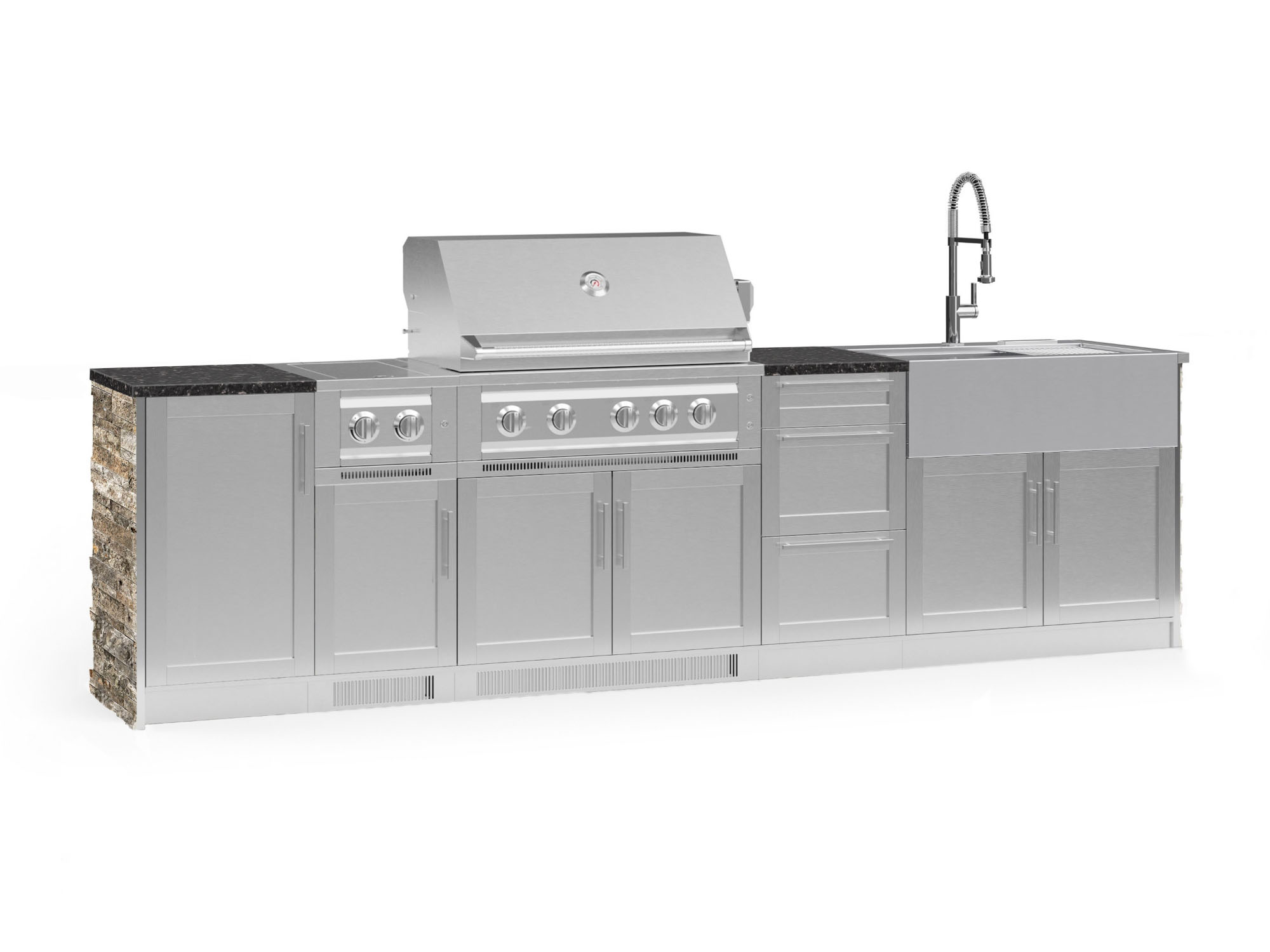NewAge Products 69118 Signature Series Cabinets Platinum Grill 10 -Piece 127.16-in W x 25.5-in D x 58.64-in H Modular Outdoor Kitchen Set 7 Burners