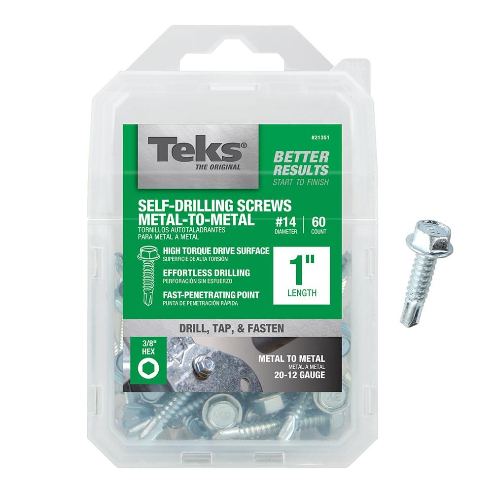 Teks 21351 #14 x 1-in Socket hex -Drive Self-drilling Sheet Metal Screws 60 -Count