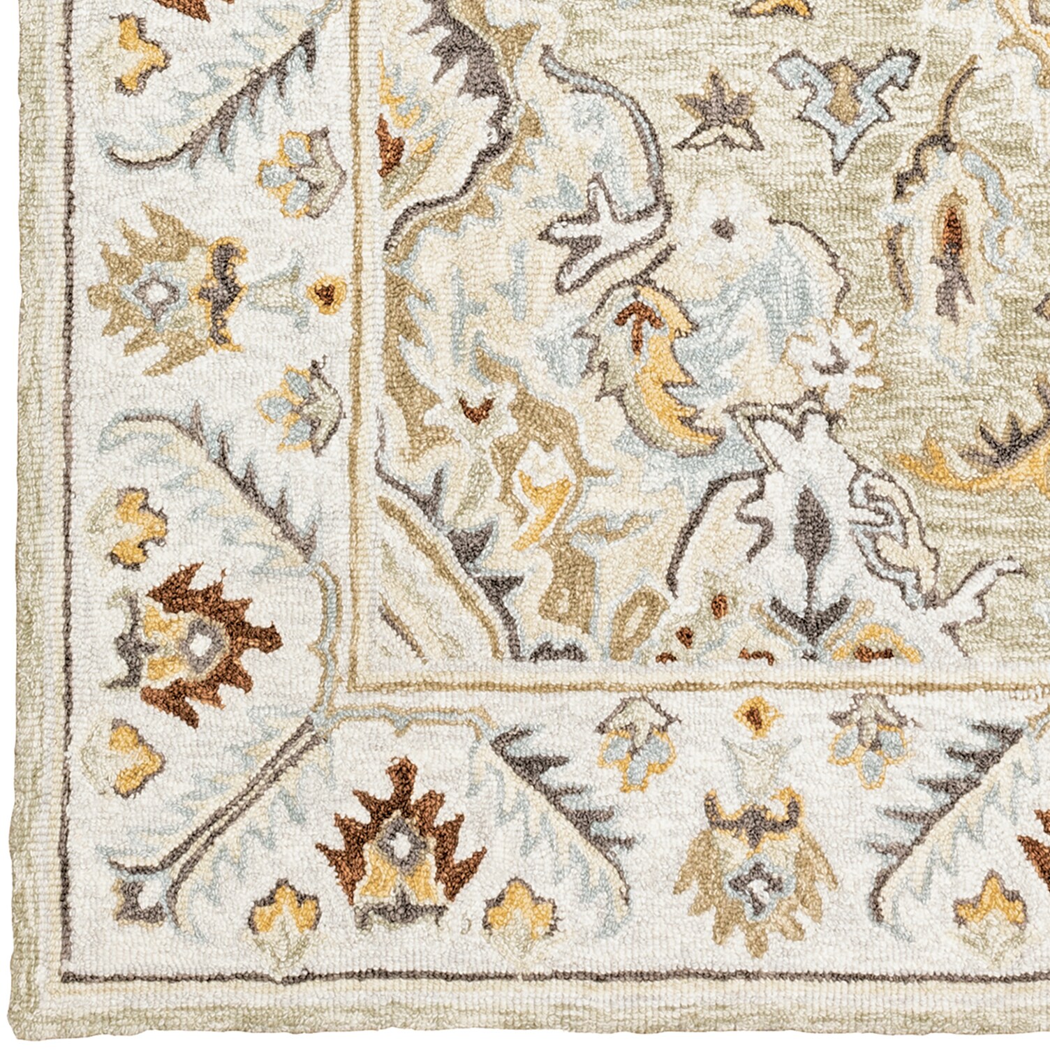 Handmade Brown and White Wool Medallion Rug, 5' x 8'