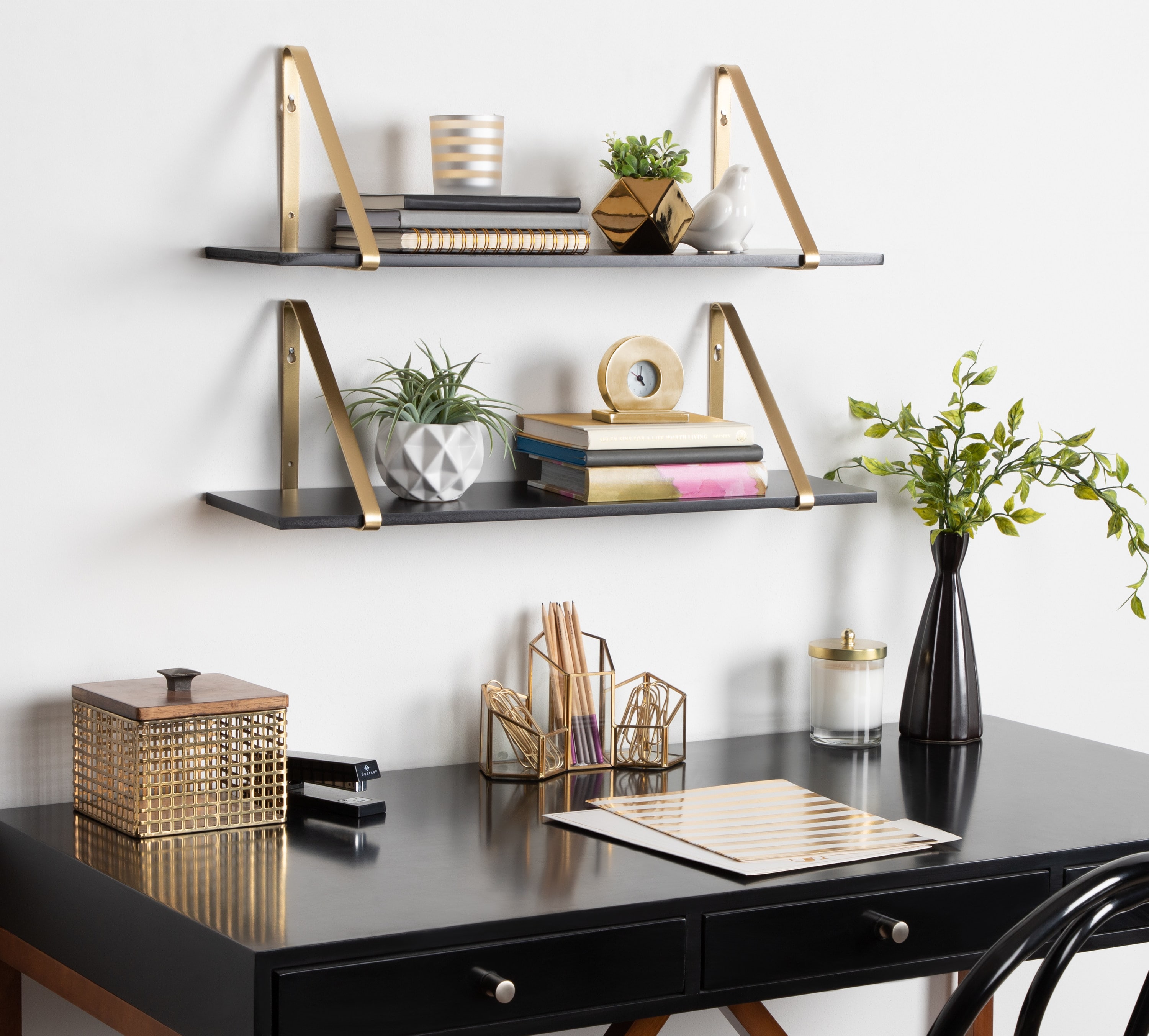 Shop Now Bullani Black & Gold Small Shelf