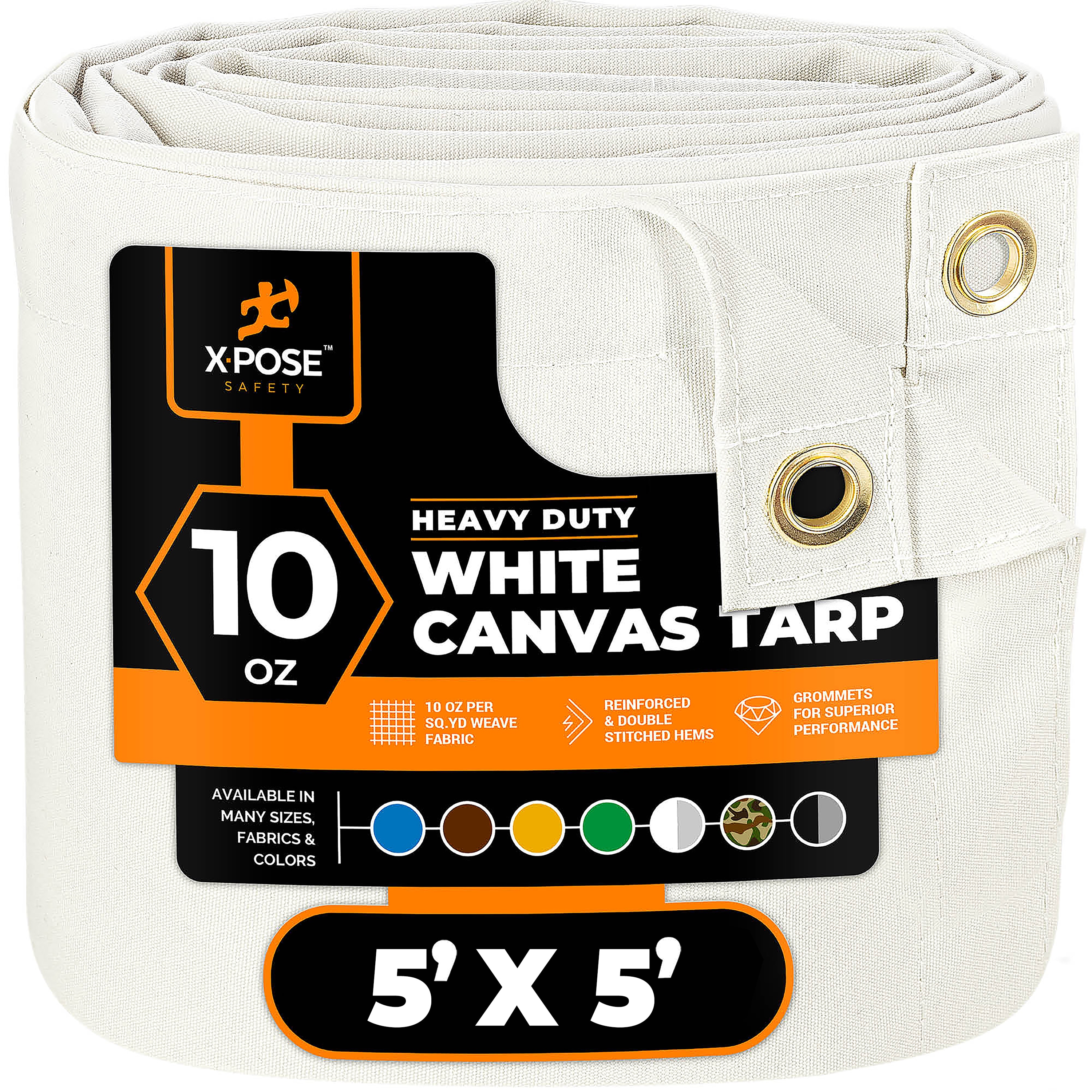 XPOSE SAFETY CTW10-55-X 5-ft x 5-ft White Water resistant Commercial Canvas 14-mil Tarp