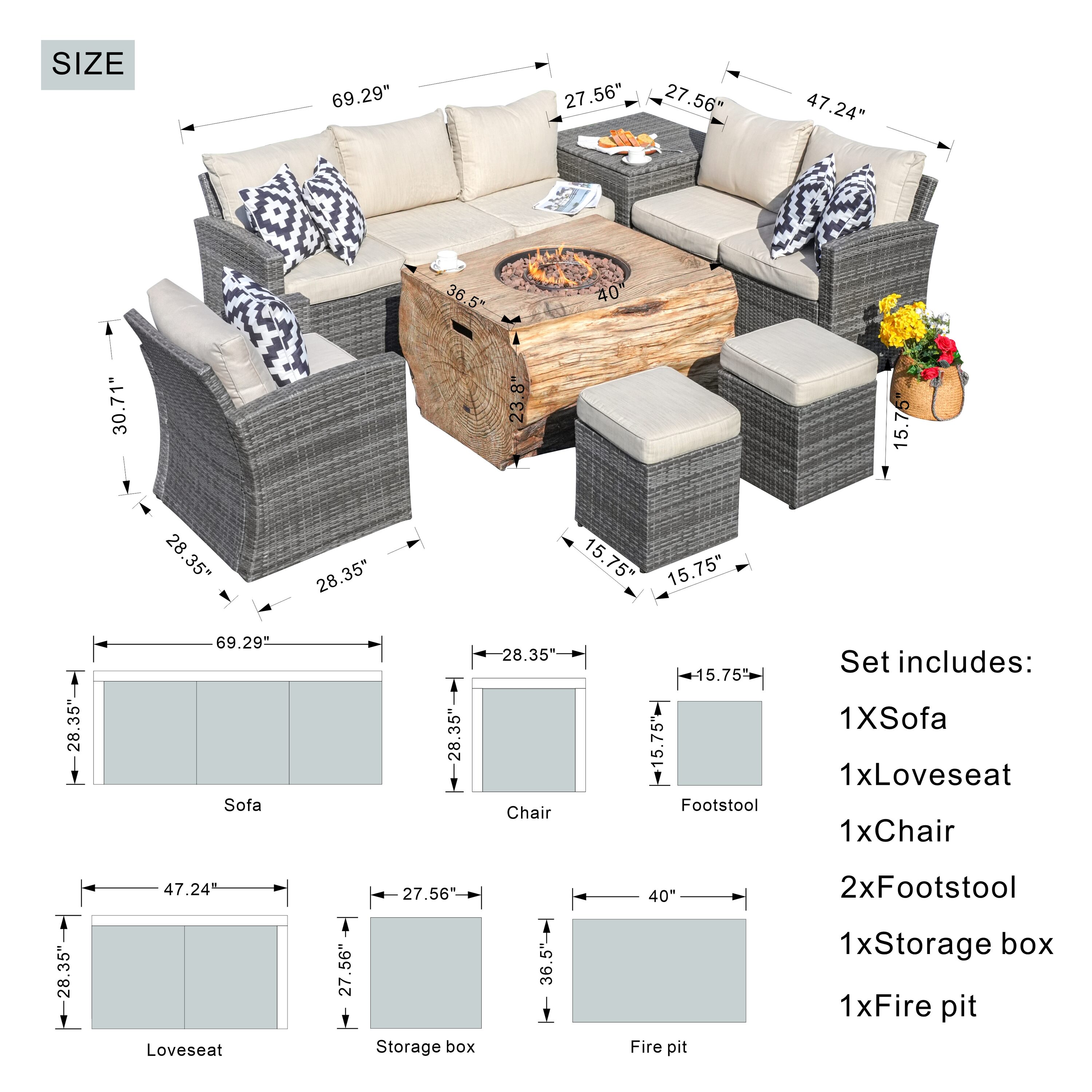 Moda Furnishings MAG-1403B-2170-G Patio-Conversation-Sets - View #9