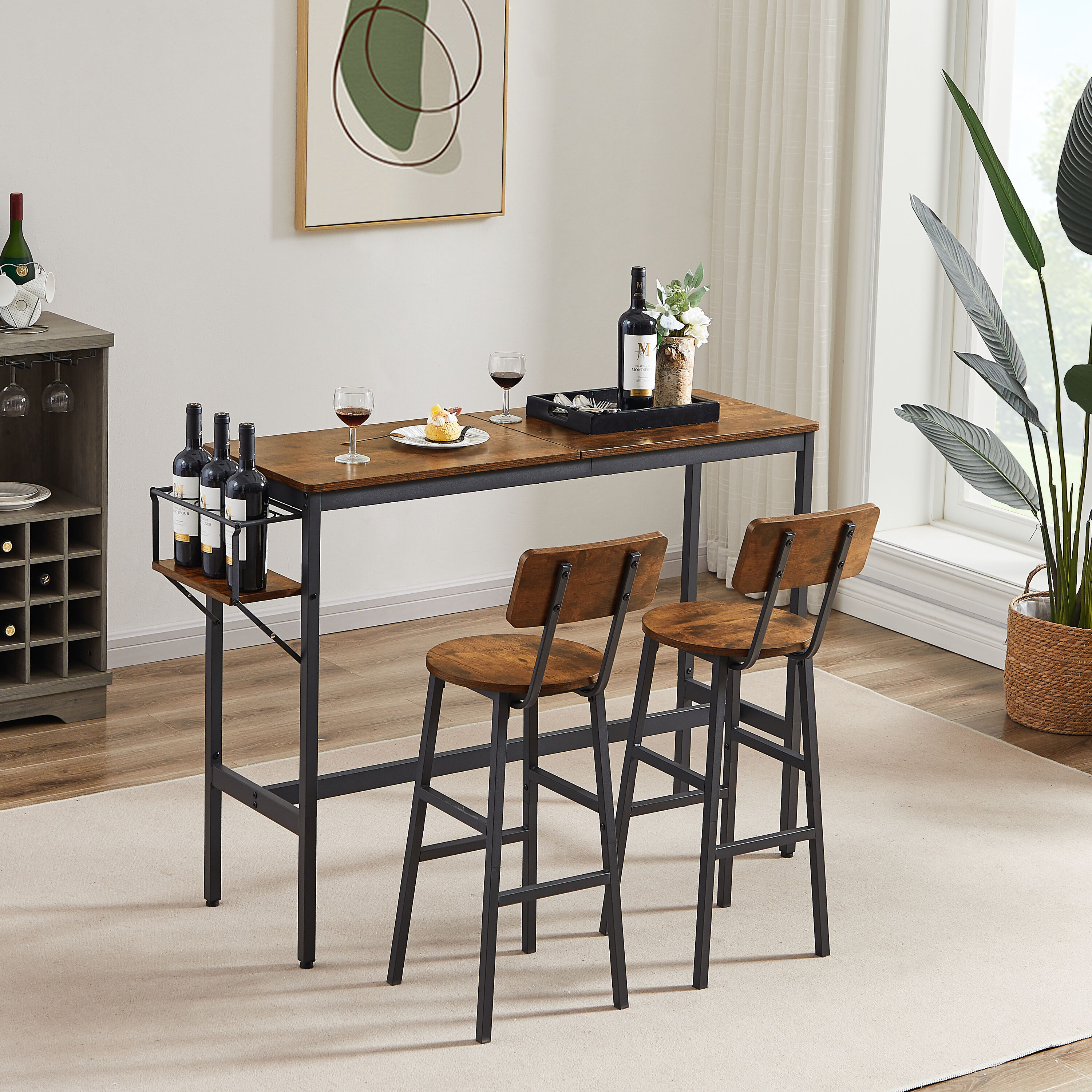 Sunrinx MG66-16-SN Rustic Brown Rustic Dining Room Set with Rectangular Table ( Seats 2 )