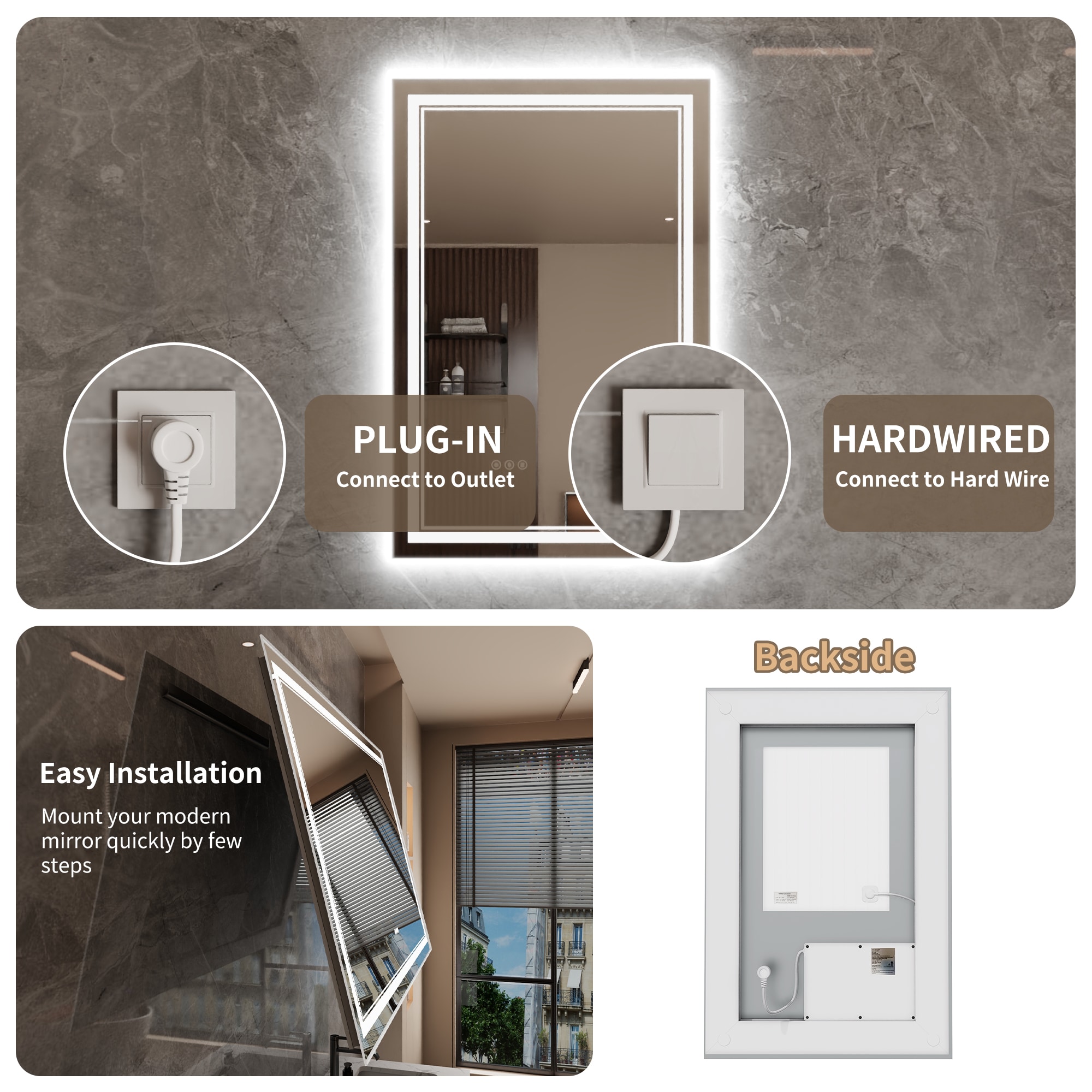 Bayfeve BFXB-3S2436-MIR Framed-Bath-Mirrors - View #13