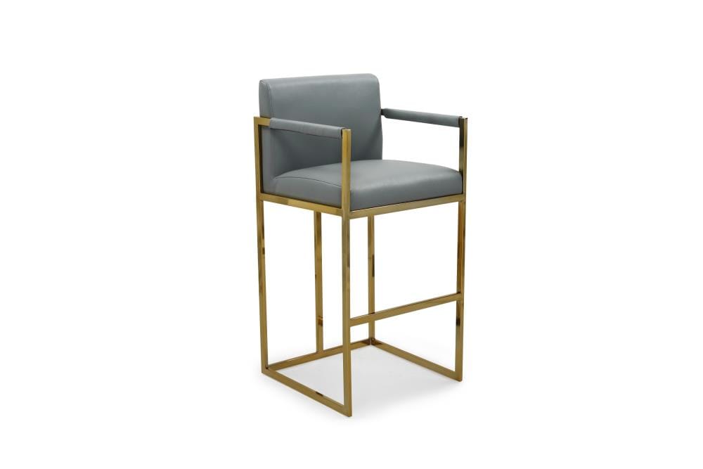 Chic Home Design FBS9448-LW Quest Grey Bar height Upholstered Wood Bar Stool with Arms & Back