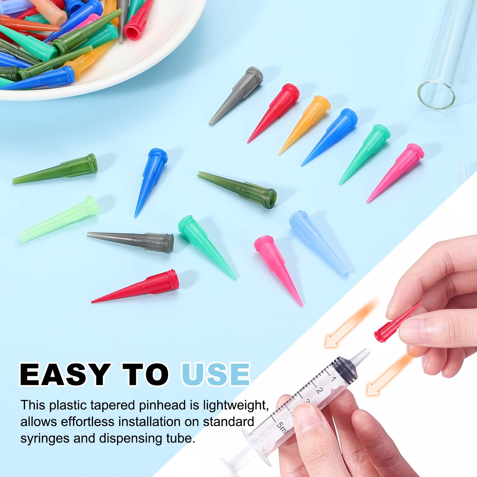 Unique Bargains 100pcs Plastic Tapered Pinhead 25 Gauge TT Adhesive ...