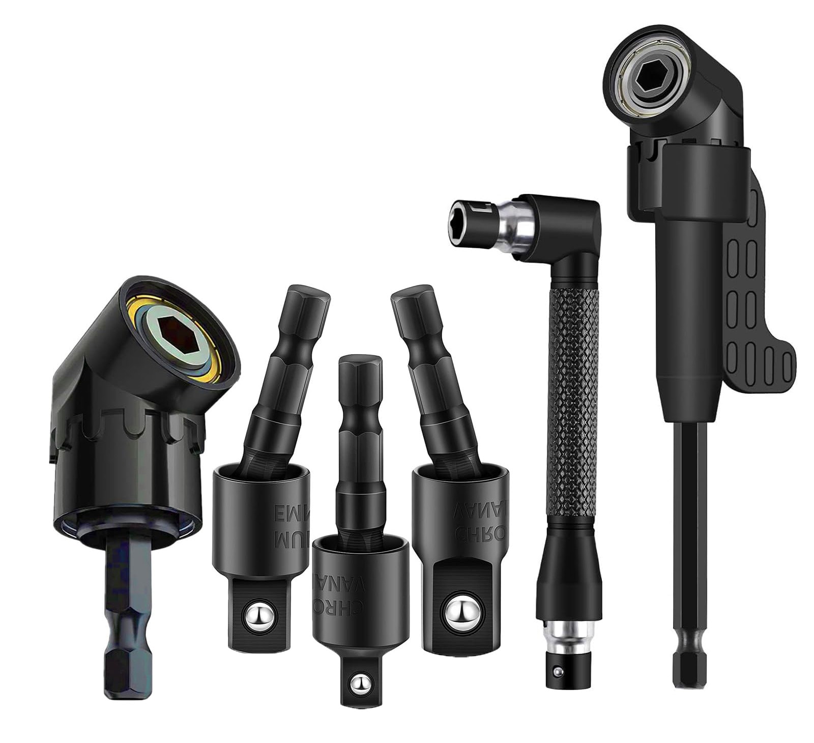 Etokfoks  17 piece flexible drill bit extension and right angle attachment kit with socket adapters L wrench and screwdriver bits