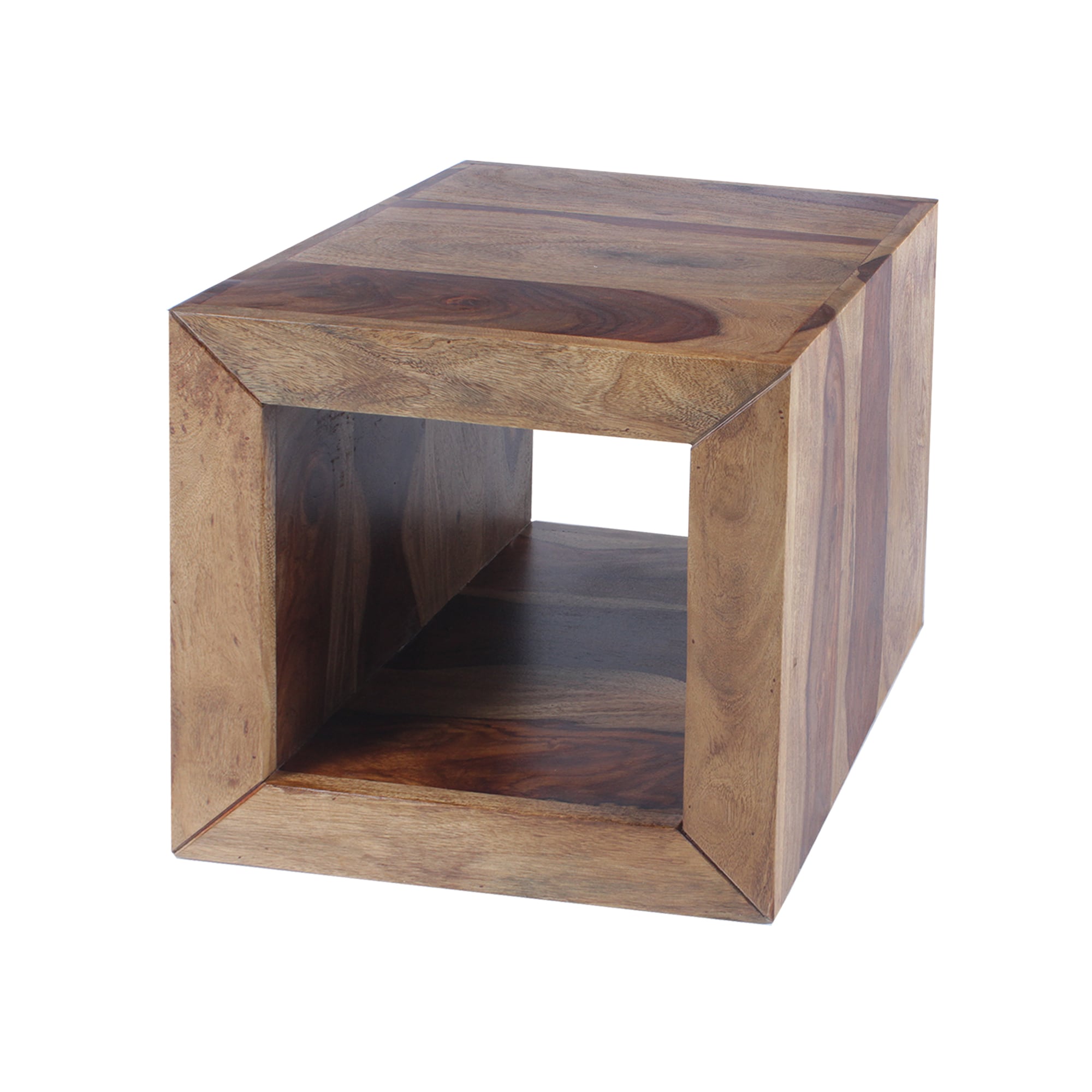Benzara UPT-30350 16-in W x 16-in H Brown Wood Modern End Table with Storage Fully Assembled
