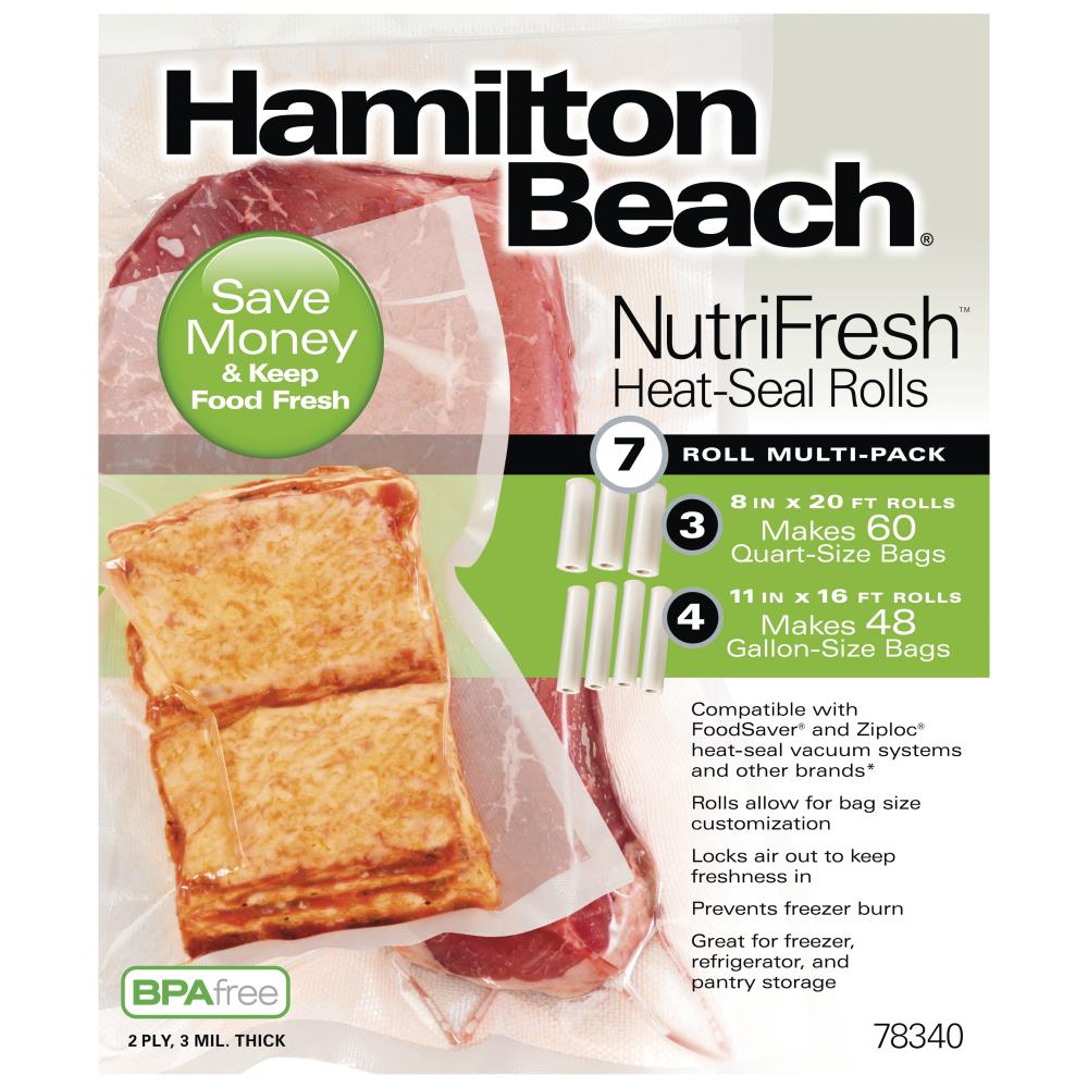 Hamilton Beach NutriFresh Heat-Seal Rolls 7 Roll Multi-Pack, 8x20 ft &  11x16 ft, Compatible with Most Vacuum Sealer Systems in the Vacuum Sealer  Accessories department at