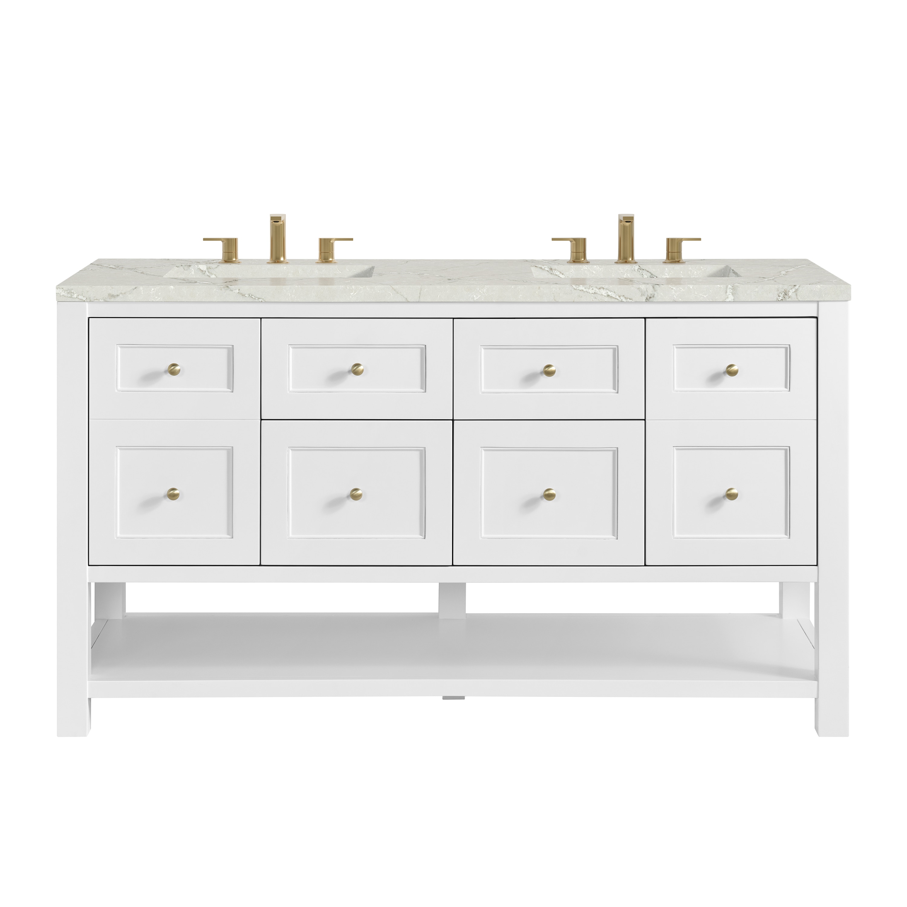 James Martin Vanities - Breckenridge 60-in Bright White Undermount Double Sink Bathroom Vanity wi...