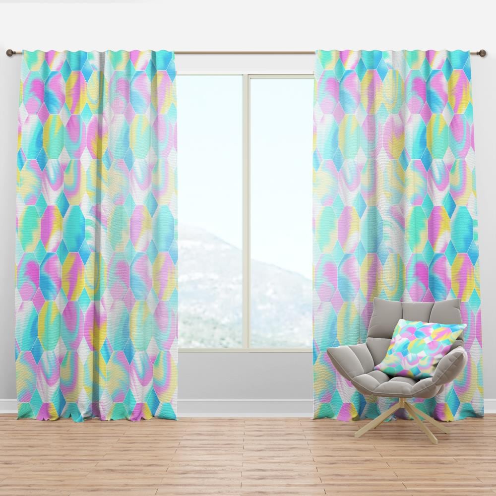 Designart CTN18604-52-63 63-in Blue Abstract Room darkening Thermal lined Rod pocket Single curtain panel