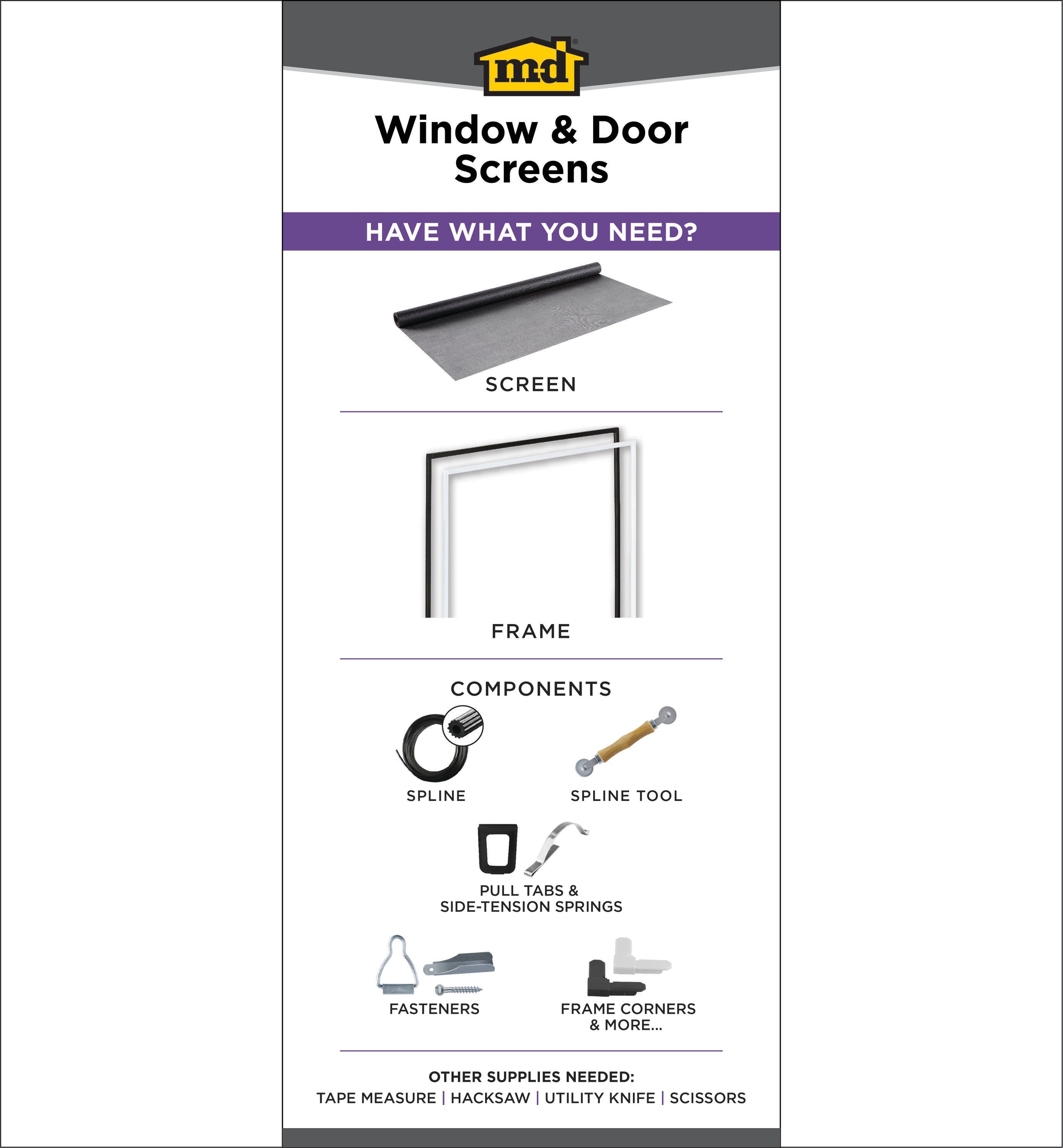 M-D Frame Clip for Screen Frame, White Plastic, 1-in x 5/16-in ...