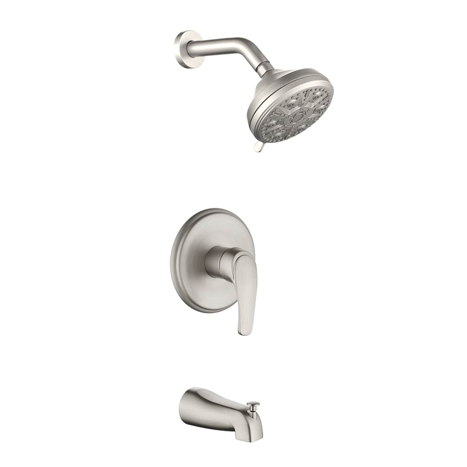 WELLFOR WB-1010 Brushed Nickel 5-in Built-In Shower Faucet System with 2-way Diverter ( Pressure-balanced Valve Included )