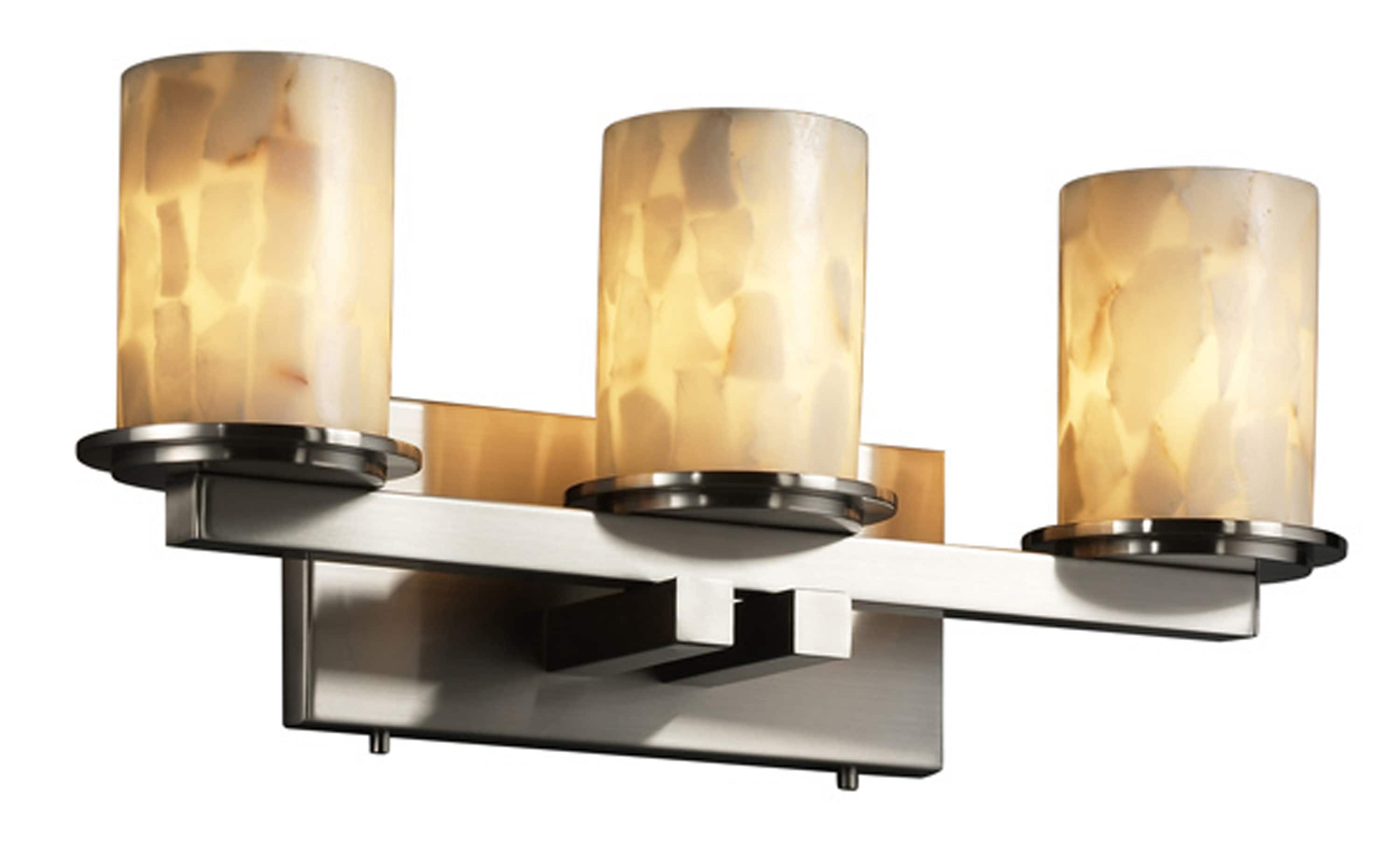 Justice Design Group ALR-8773-10-NCKL Alabaster Rocks 21-in 3-Light Brushed Nickel Transitional Vanity Light