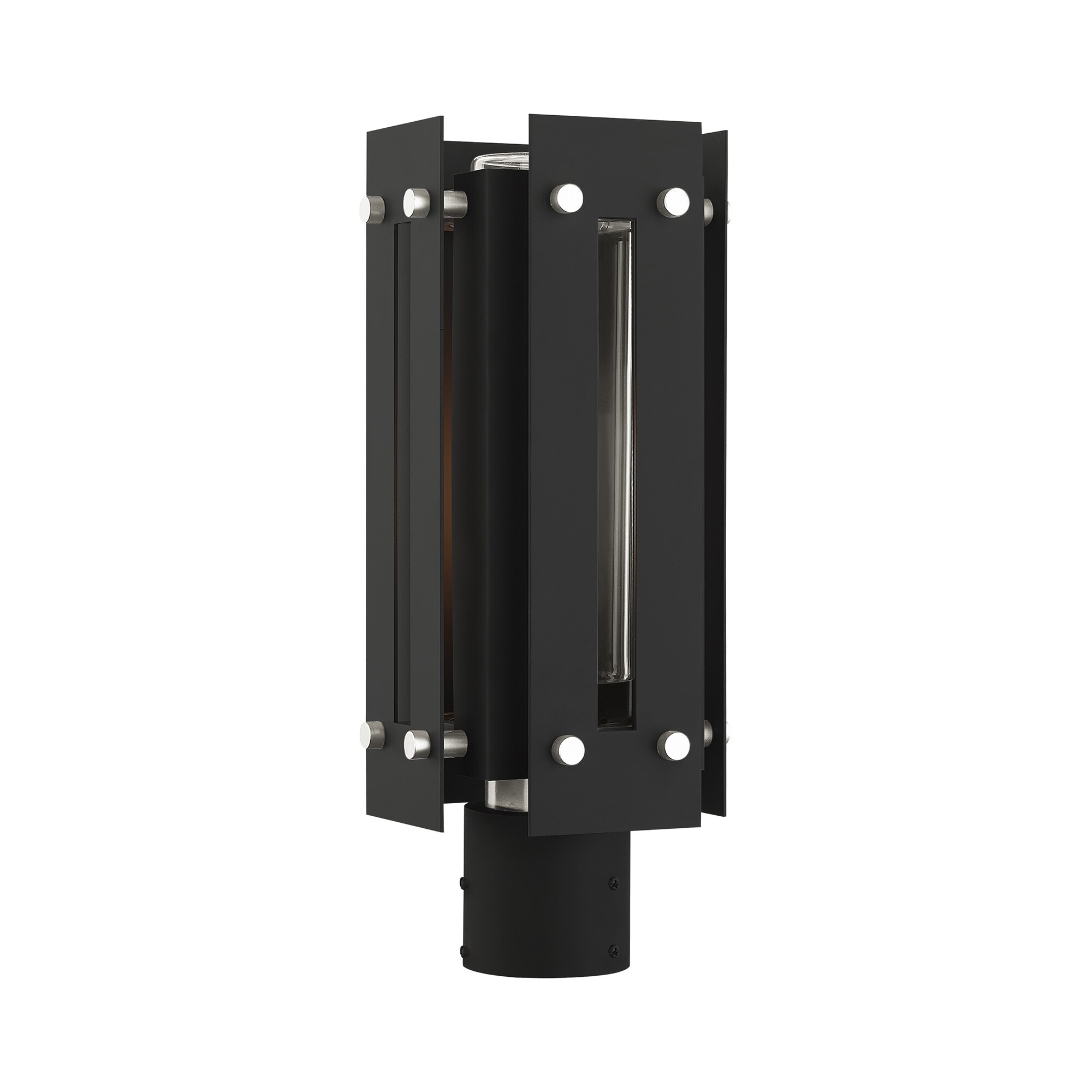 Livex Lighting 21774-04 Utrecht 16-Inches Black with Brushed Nickel Accents Modern/contemporary Outdoor Light post lantern