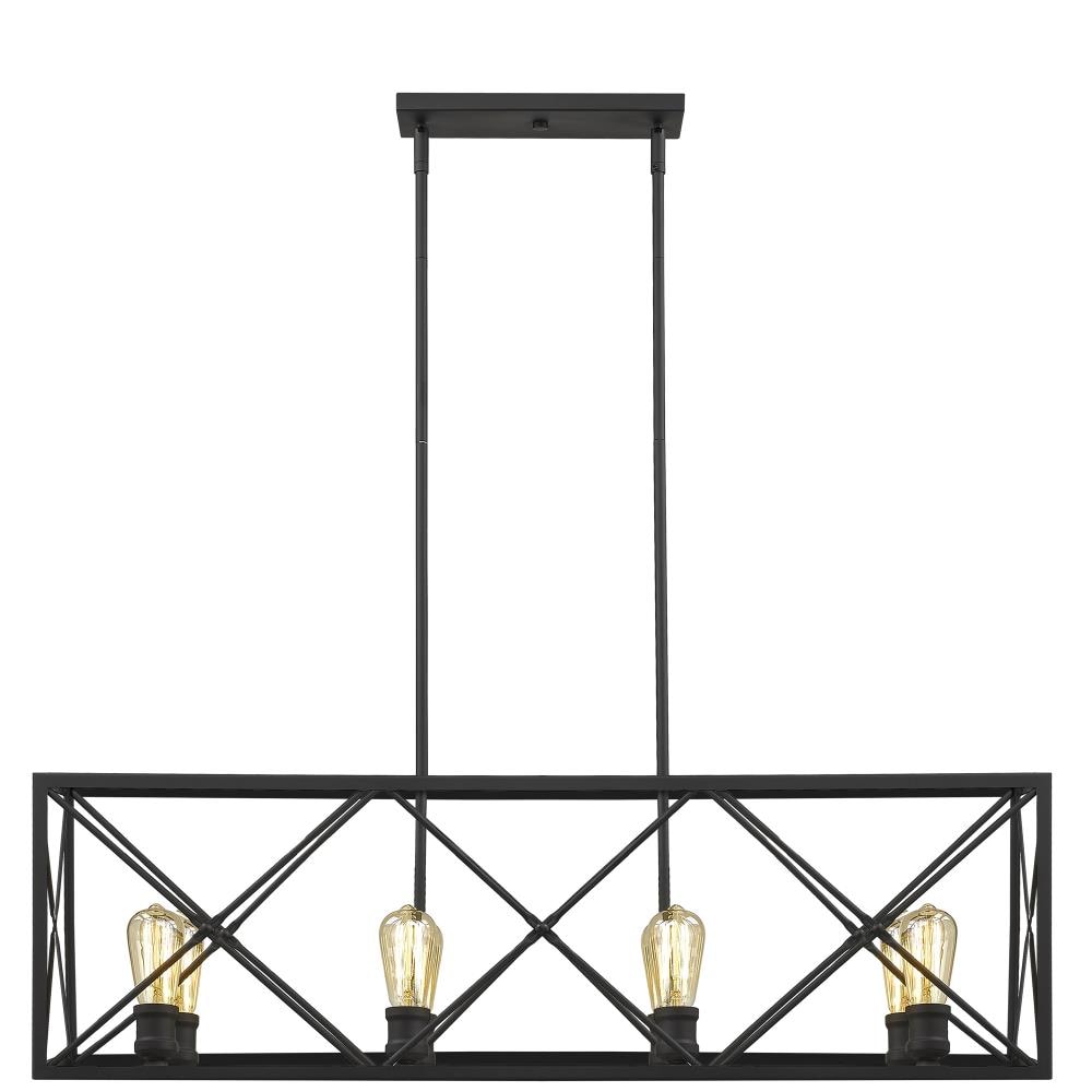 Brooklyn Matte Black 8-Light Island Pendant with Metal Framework