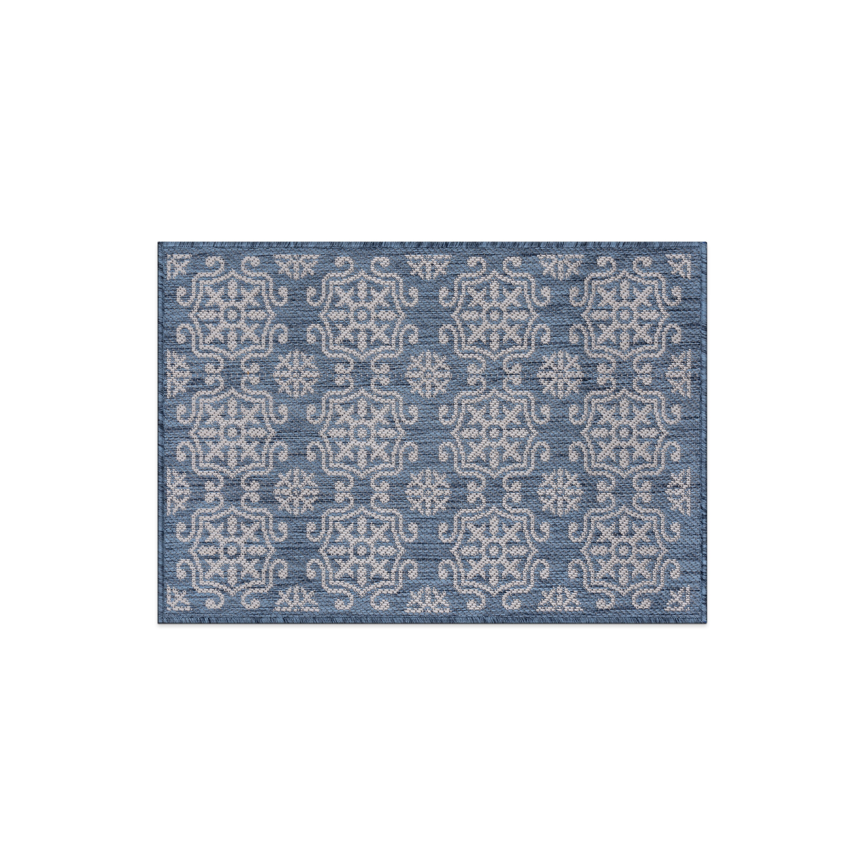 World Rug Gallery 119BLUE2X3 Summer 2 x 3 (ft) Loomed Polypropylene Blue Rectangular Indoor/Outdoor Geometric Global Area rug