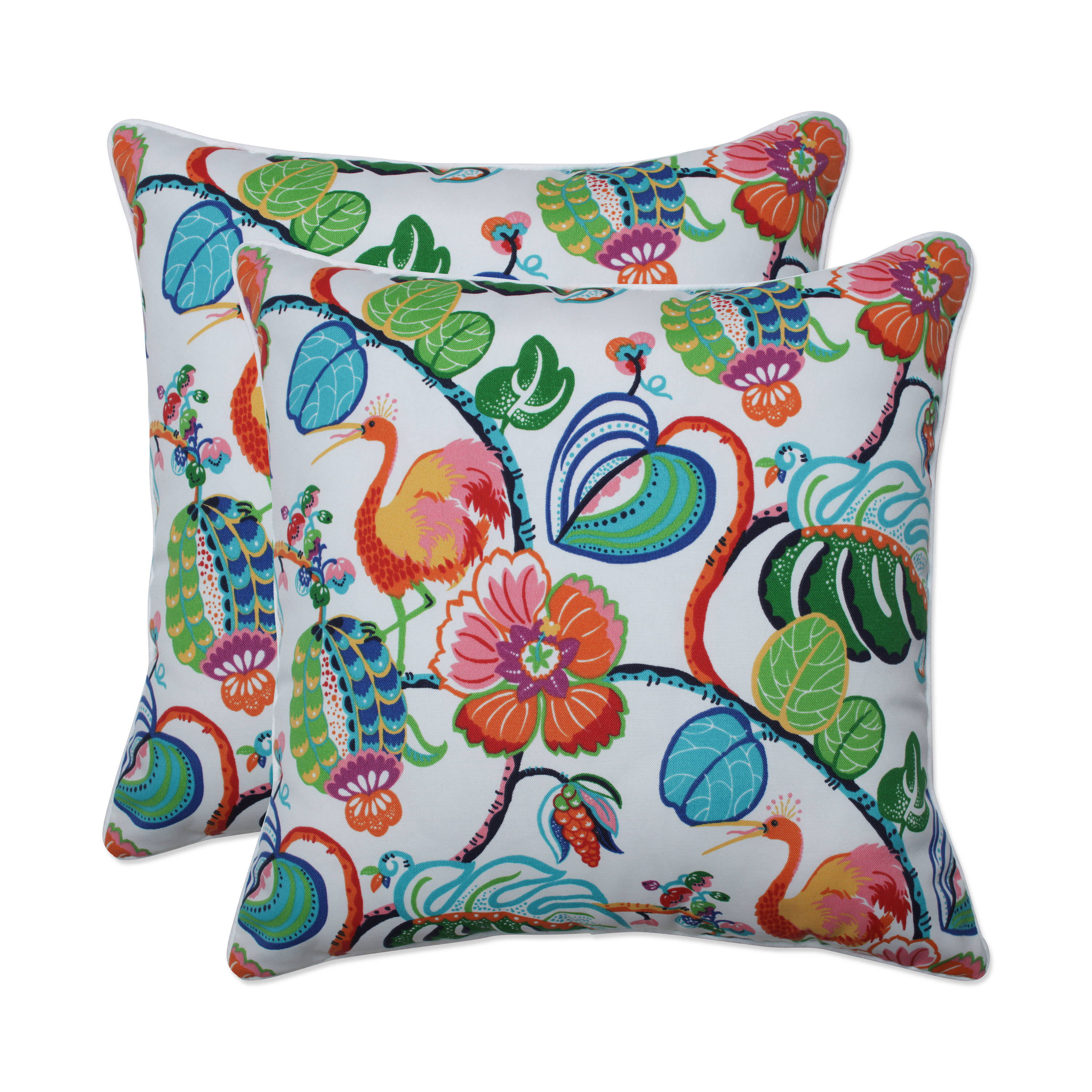 Pillow Perfect 2-Pack Graphic Print Green Square Throw Pillow at Lowes.com