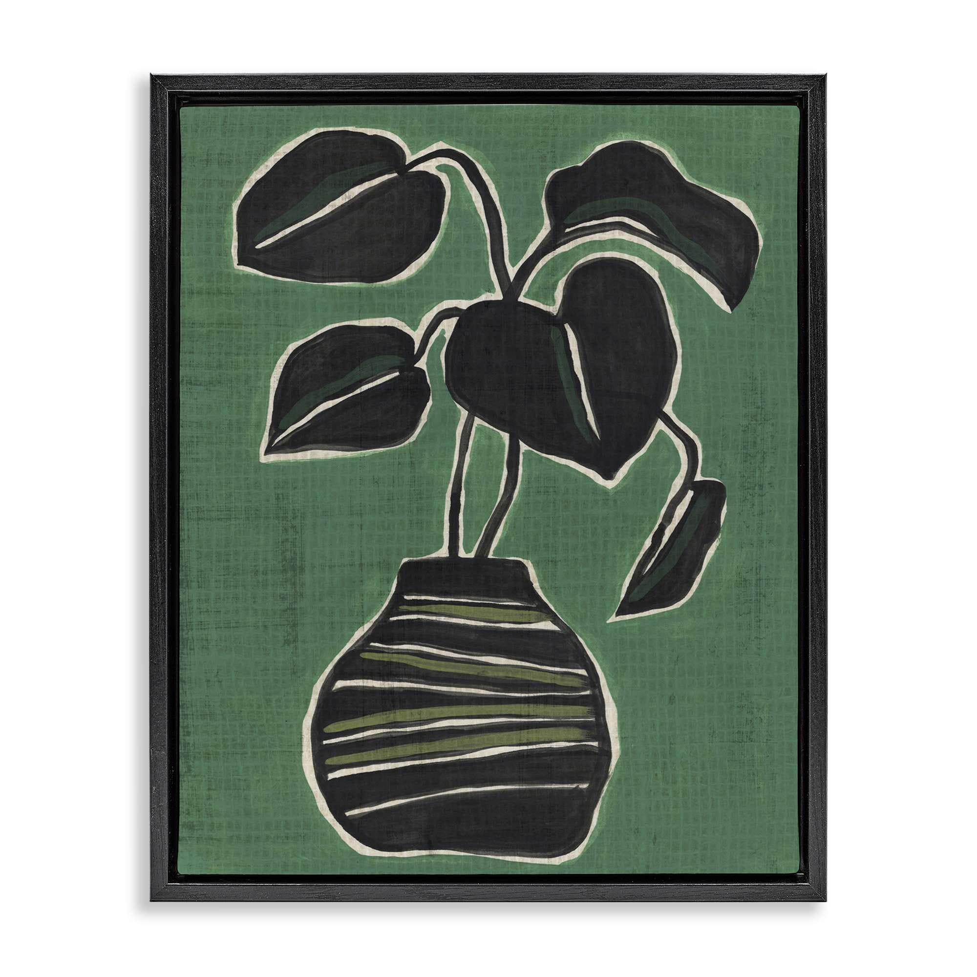 Stupell Industries BS-362-FFB-24X30 Green Hued House Plant Black Framed Floater Canvas Wall Art By June Erica Vess 25 x 31