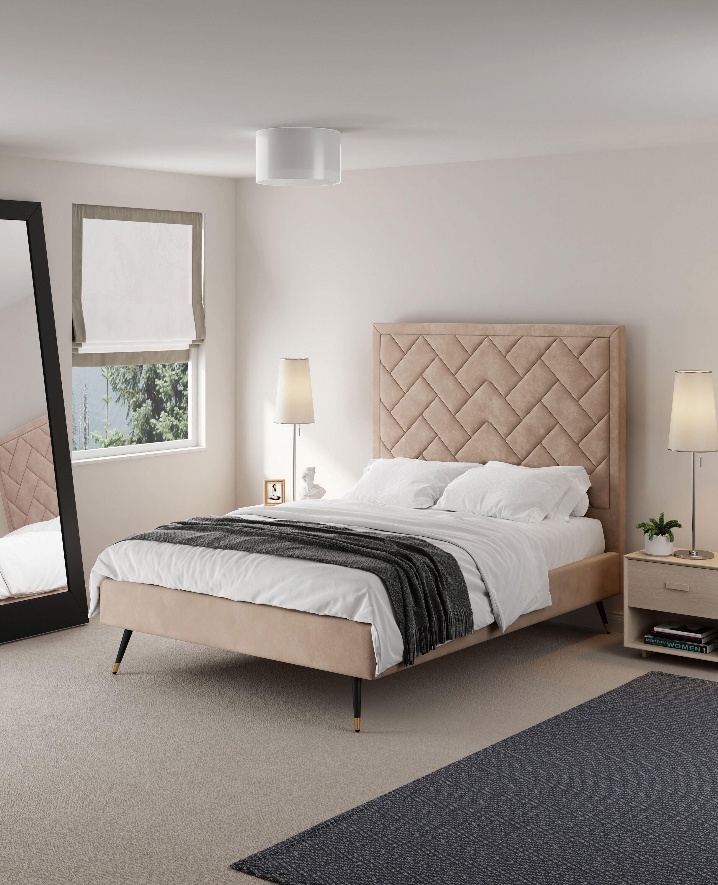 Manhattan Comfort BD009-FL-ND Nude Full Bedroom Set