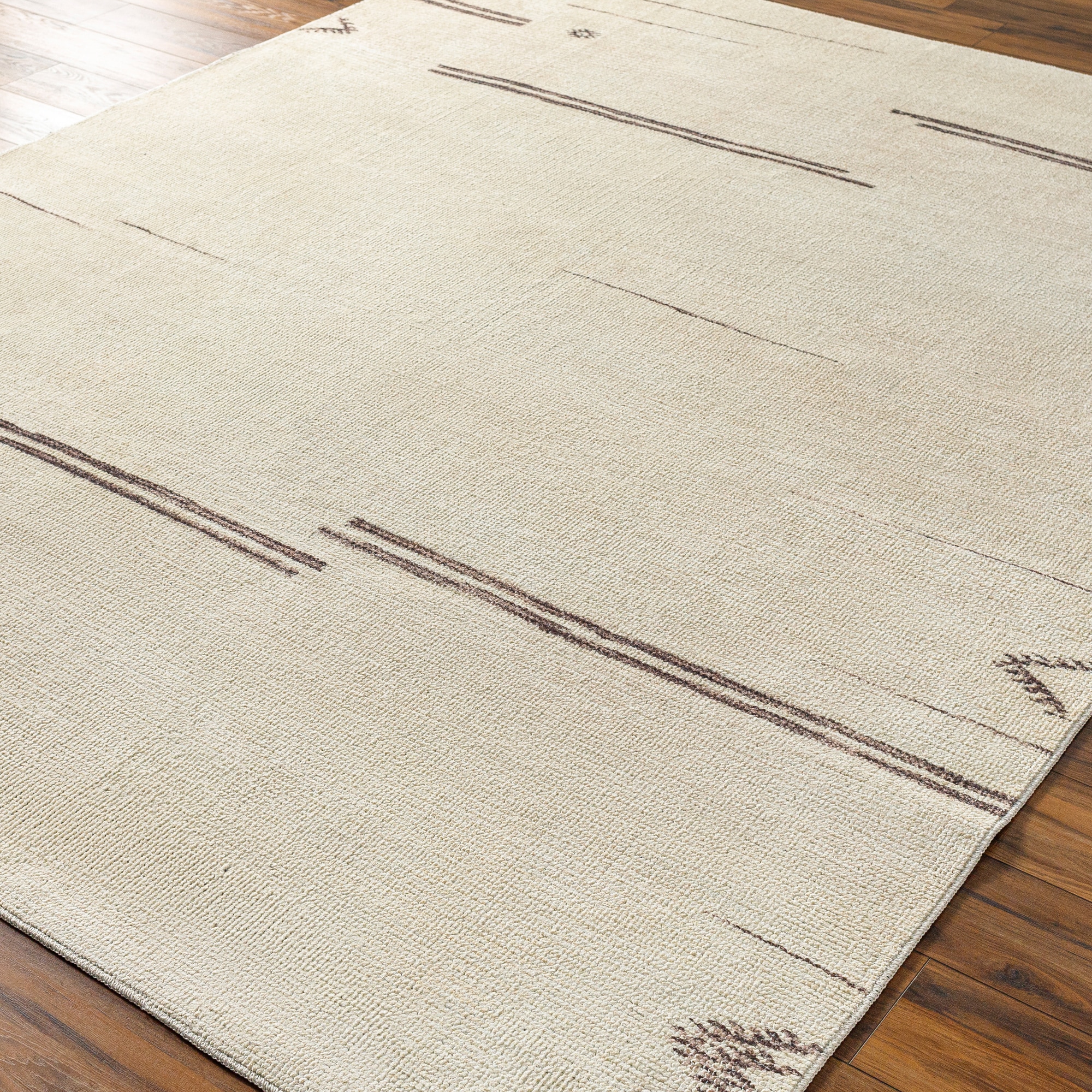Ivory Geometric Low Pile Rectangular Area Rug