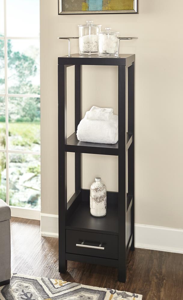 Linon Black 3-Tier Wood Freestanding Bathroom Shelf (14.5-in) at Lowes.com