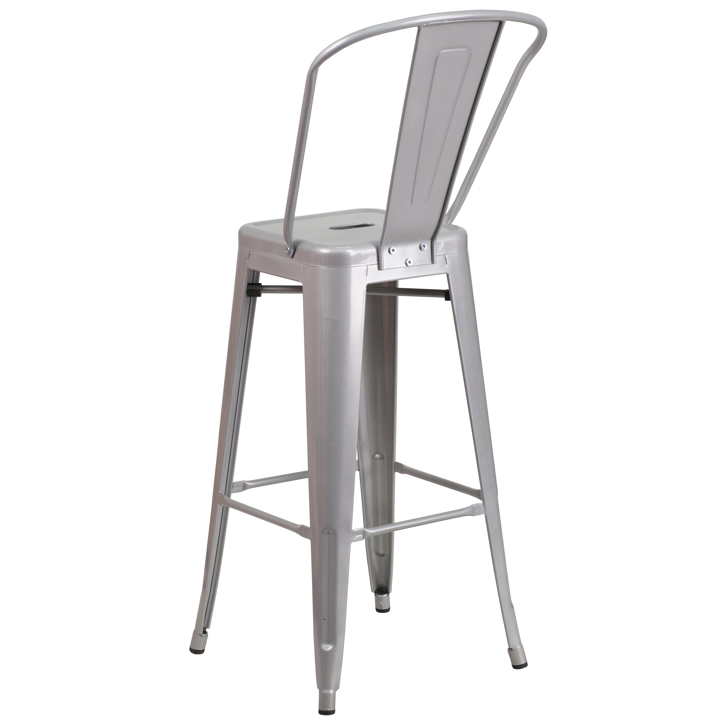 Silver Metal 30" High Backless Industrial Bar Stool