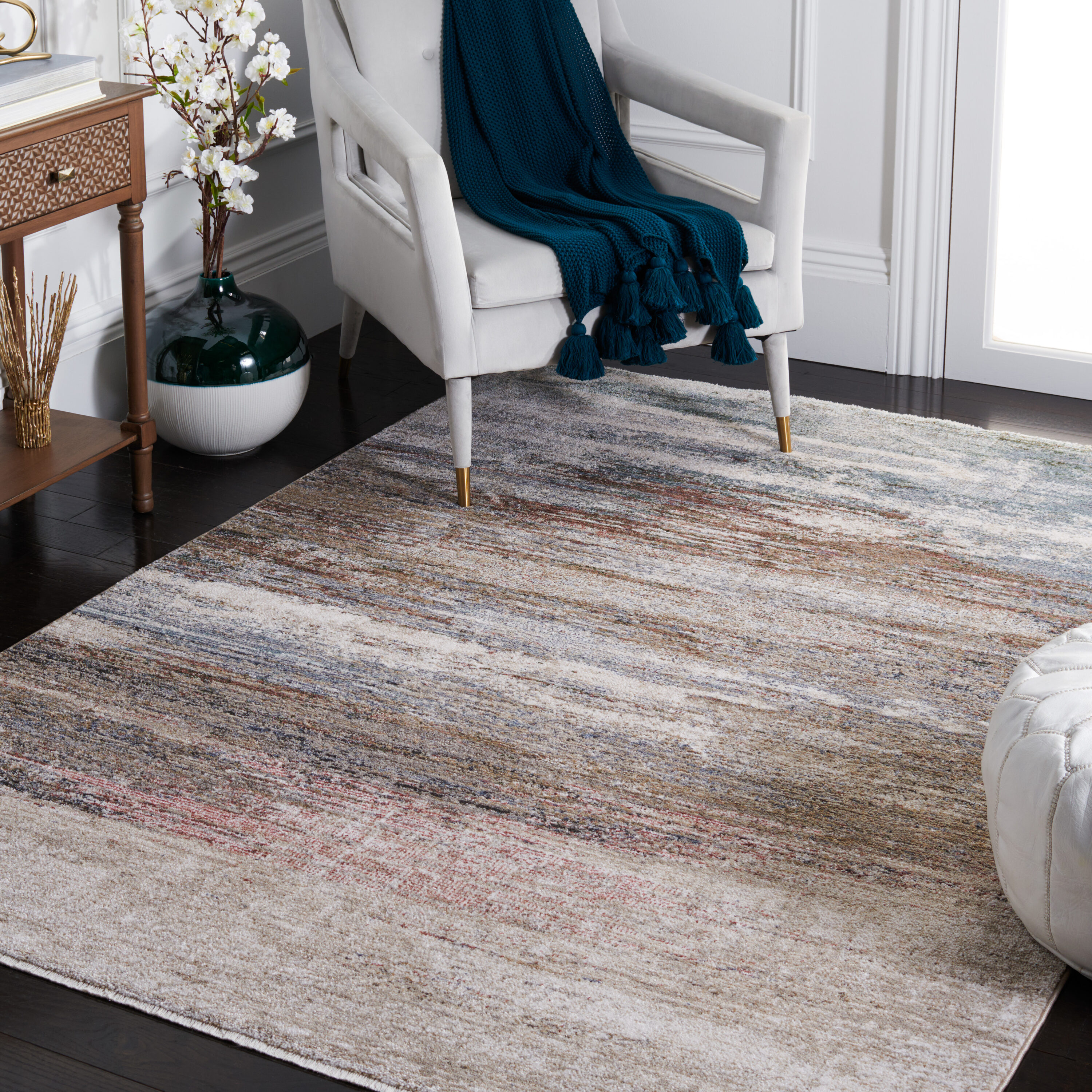  Jasmine 337 Gray/Blue Contemporary 4ft-5in x 6ft-5in Rectangle Rug