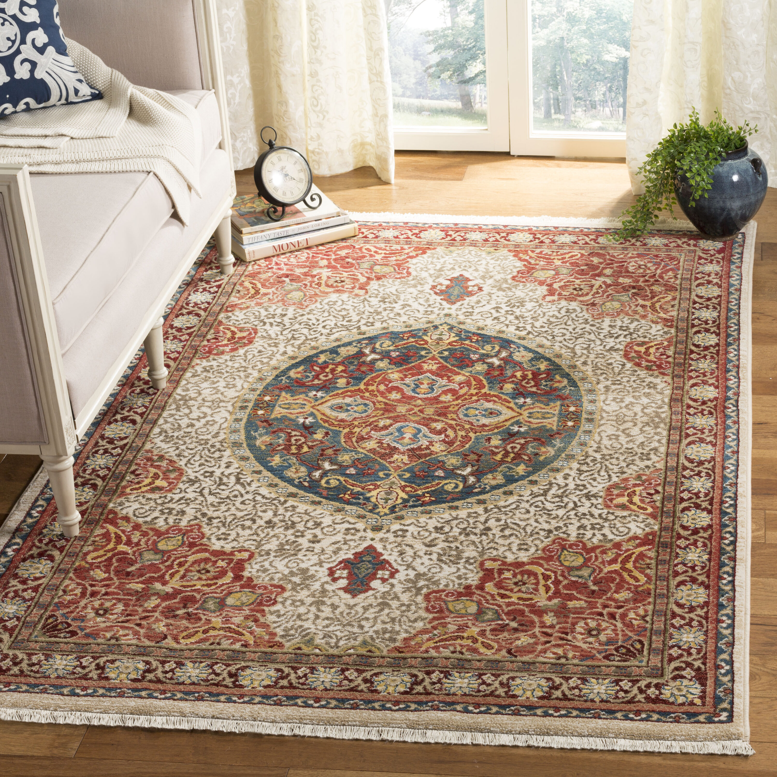 Kashan 302D Ivory Red 4 x 6 Rectangular Area rug