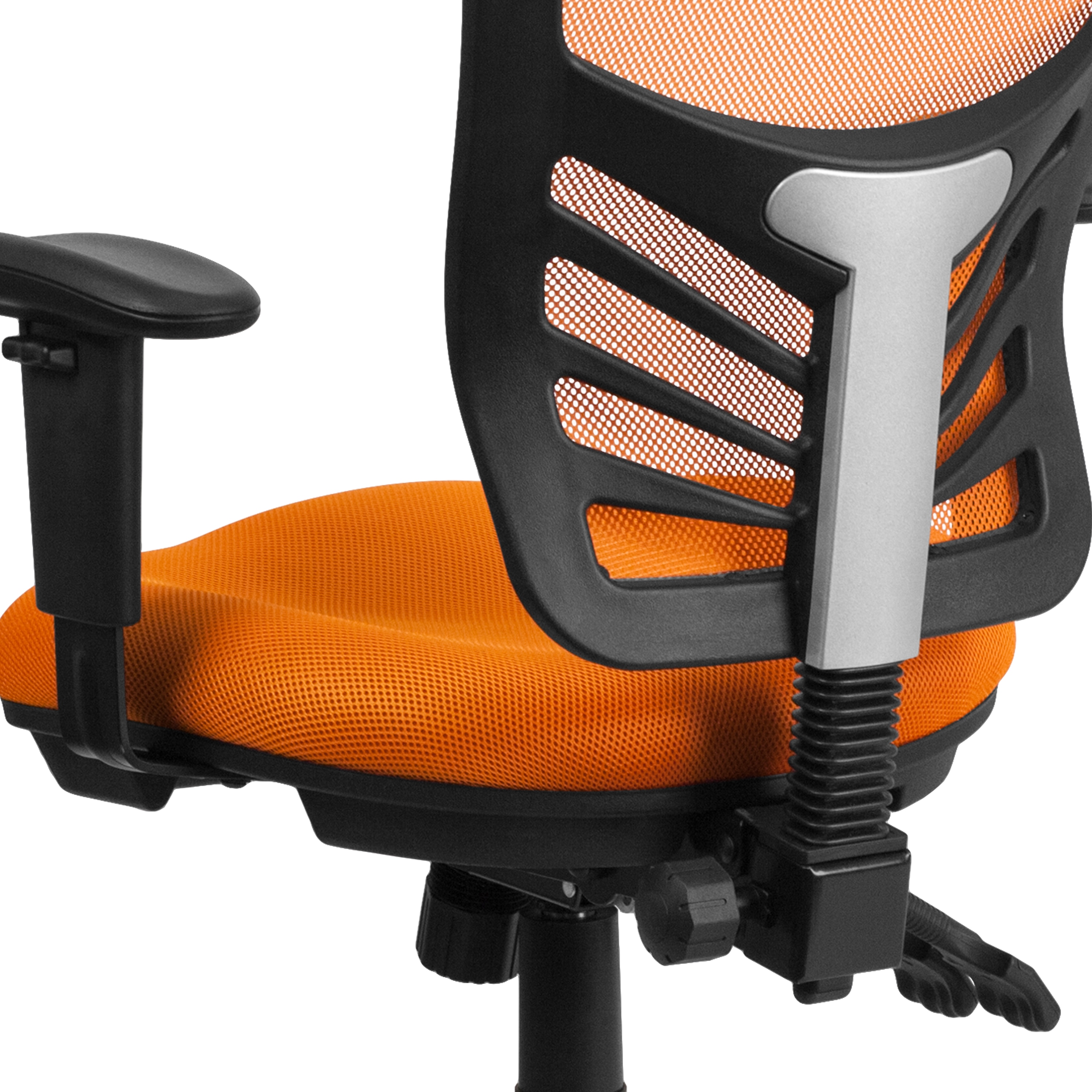 Orange Mesh Mid-Back Executive Swivel Chair with Adjustable Arms