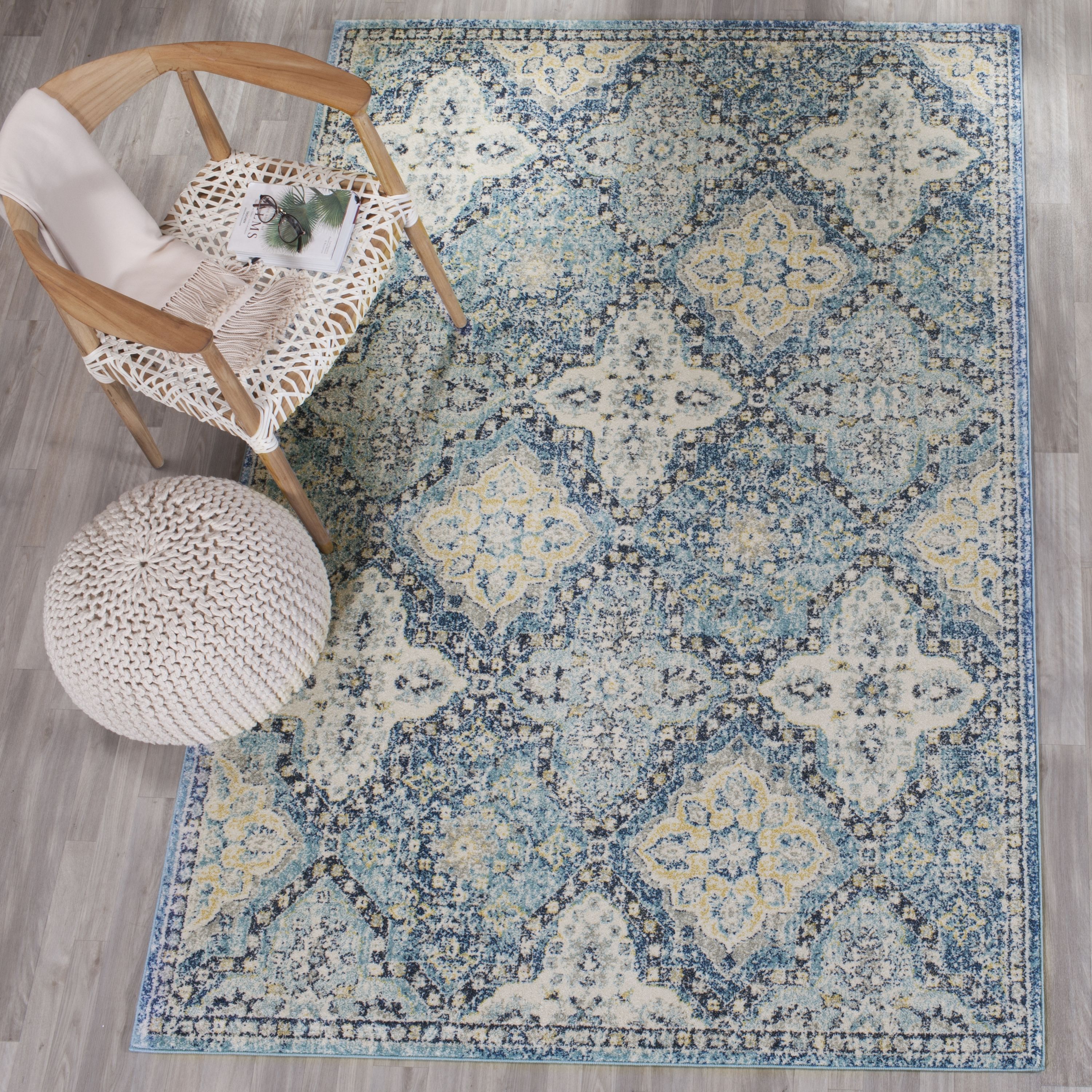 Safavieh Evoke Parense 2 x 9 Light Blue/Ivory Indoor Distressed/Overdyed Vintage Runner
