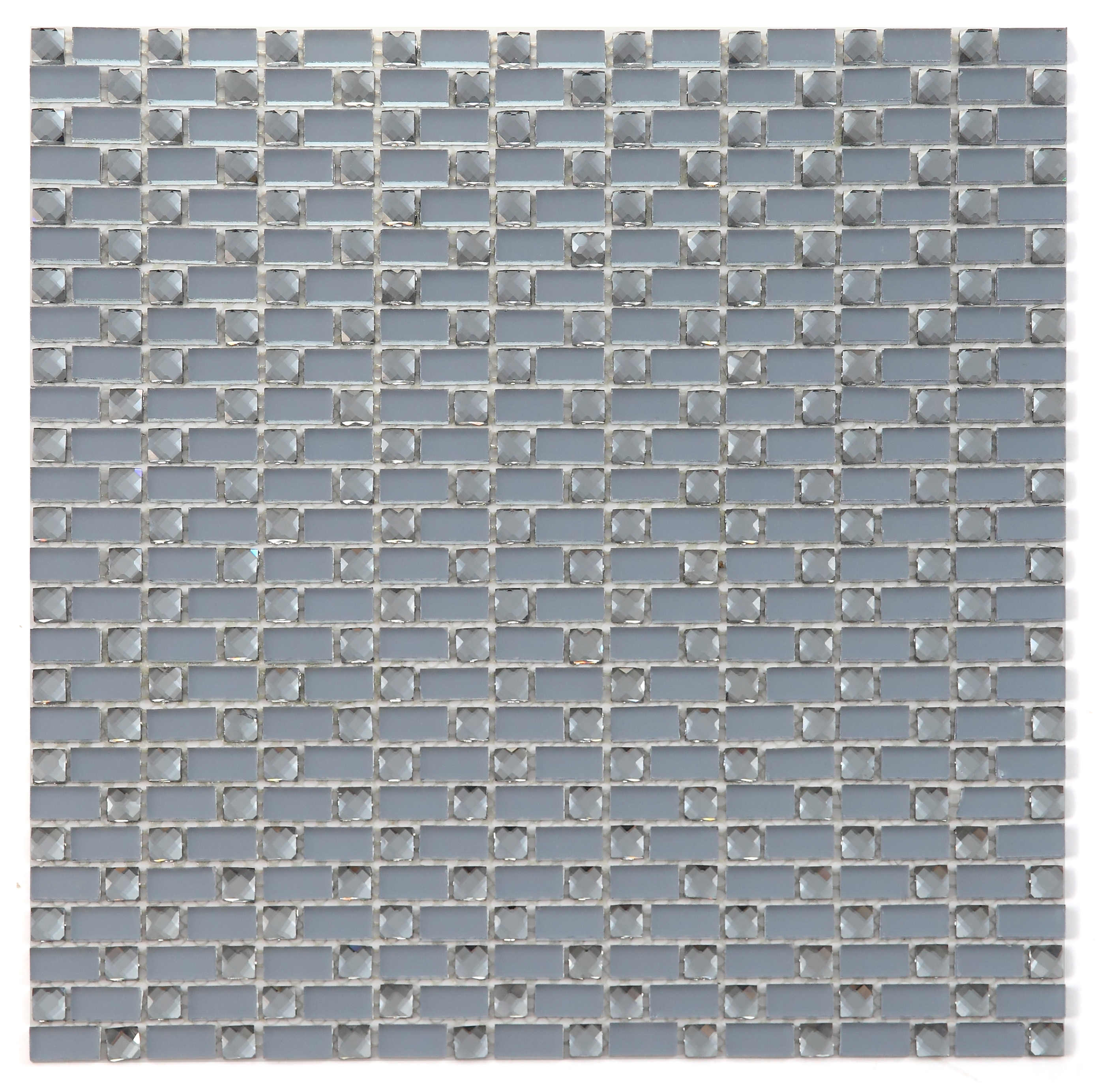 Abolos LWSDIA0102-GR Artistic Jewels Blue Diamond/Frosted 12-in x 12-in Multi-finish Glass Mosaic Wall Tile ( 10.76-sq ft Carton )