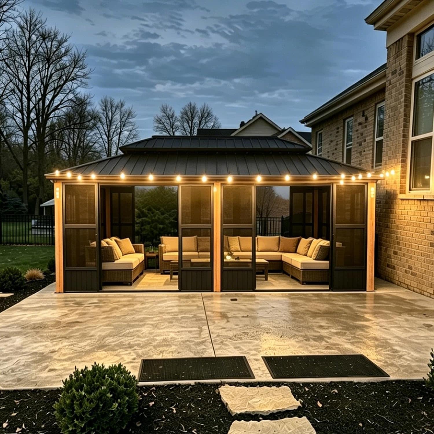 PURPLE LEAF 20-ft x 12-ft Sumroom Gray - w lights Solarium with Hardtop Roof (Screen Included)